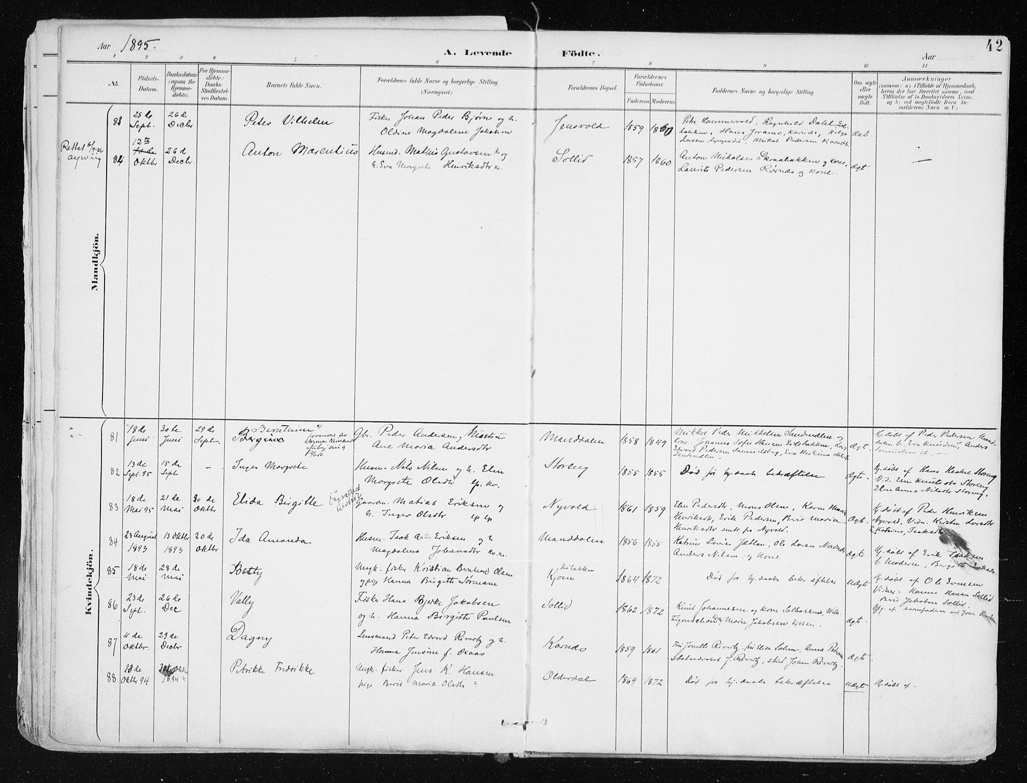 Lyngen sokneprestembete, AV/SATØ-S-1289/H/He/Hea/L0008kirke: Parish register (official) no. 8, 1891-1902, p. 42