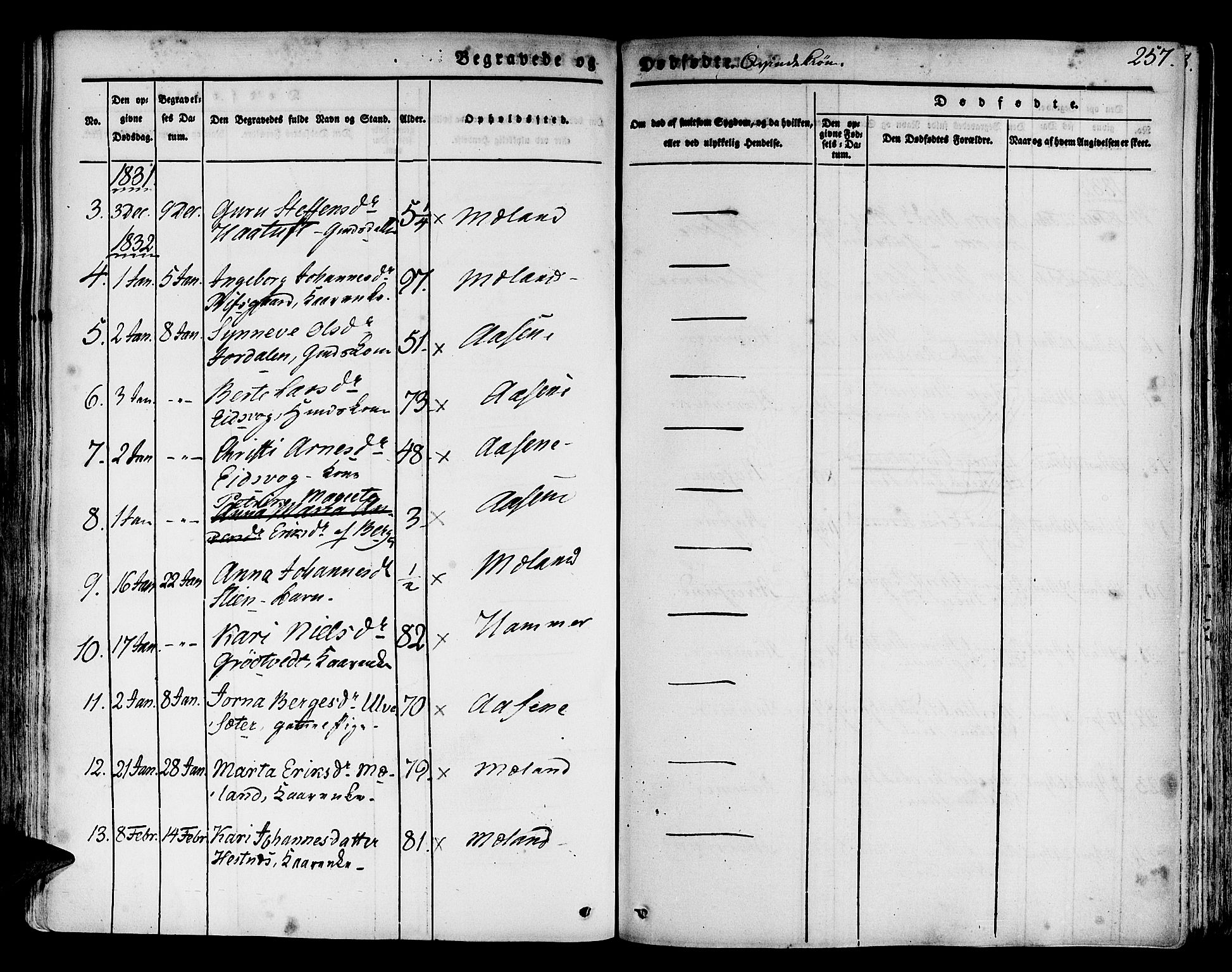 Hamre sokneprestembete, SAB/A-75501/H/Ha/Haa/Haaa/L0011: Parish register (official) no. A 11, 1826-1834, p. 257
