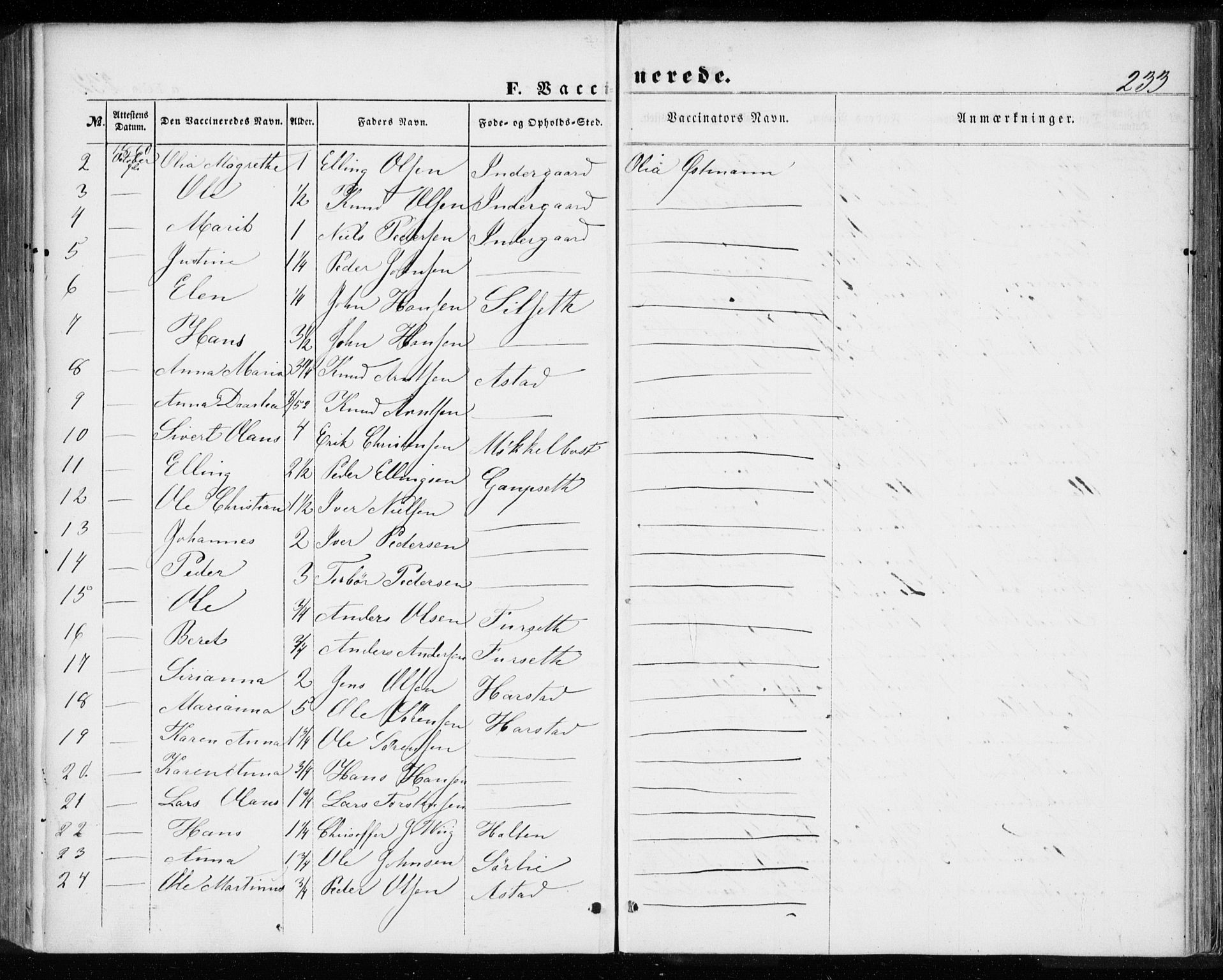 Ministerialprotokoller, klokkerbøker og fødselsregistre - Møre og Romsdal, SAT/A-1454/584/L0965: Parish register (official) no. 584A05, 1857-1868, p. 233