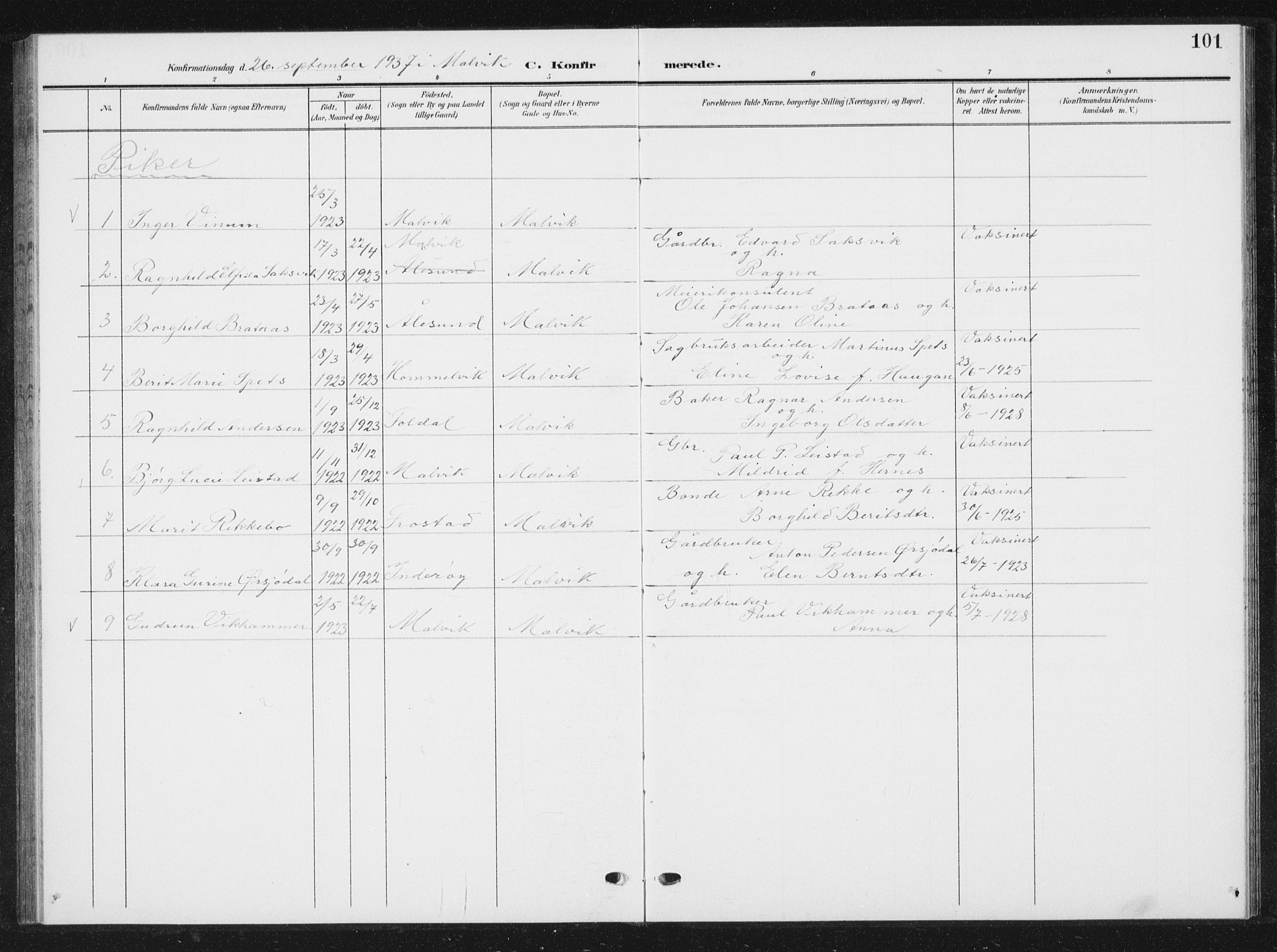Ministerialprotokoller, klokkerbøker og fødselsregistre - Sør-Trøndelag, SAT/A-1456/616/L0424: Parish register (copy) no. 616C07, 1904-1940, p. 101
