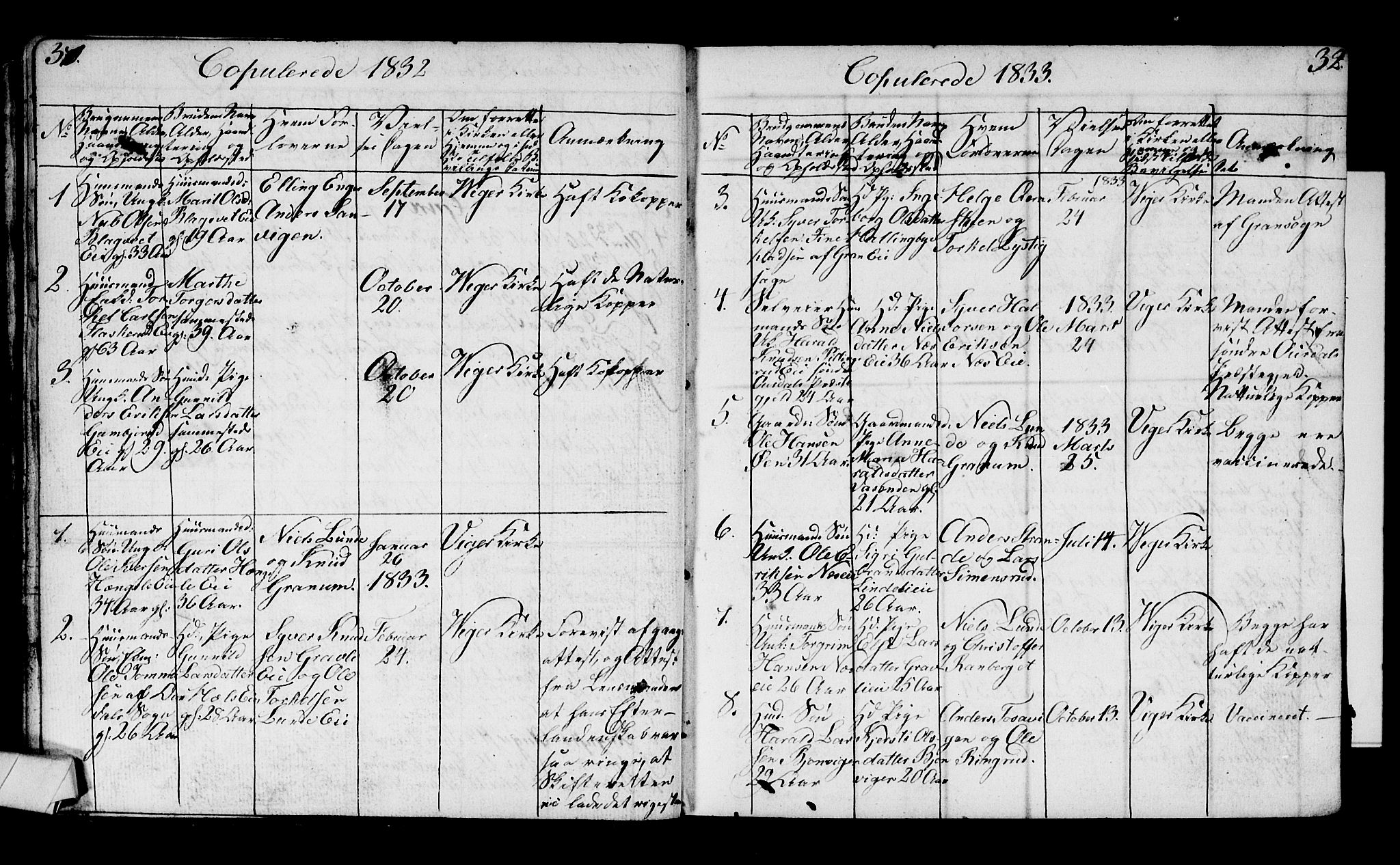 Ådal kirkebøker, SAKO/A-248/G/Ga/L0001: Parish register (copy) no. I 1, 1832-1840, p. 31-32