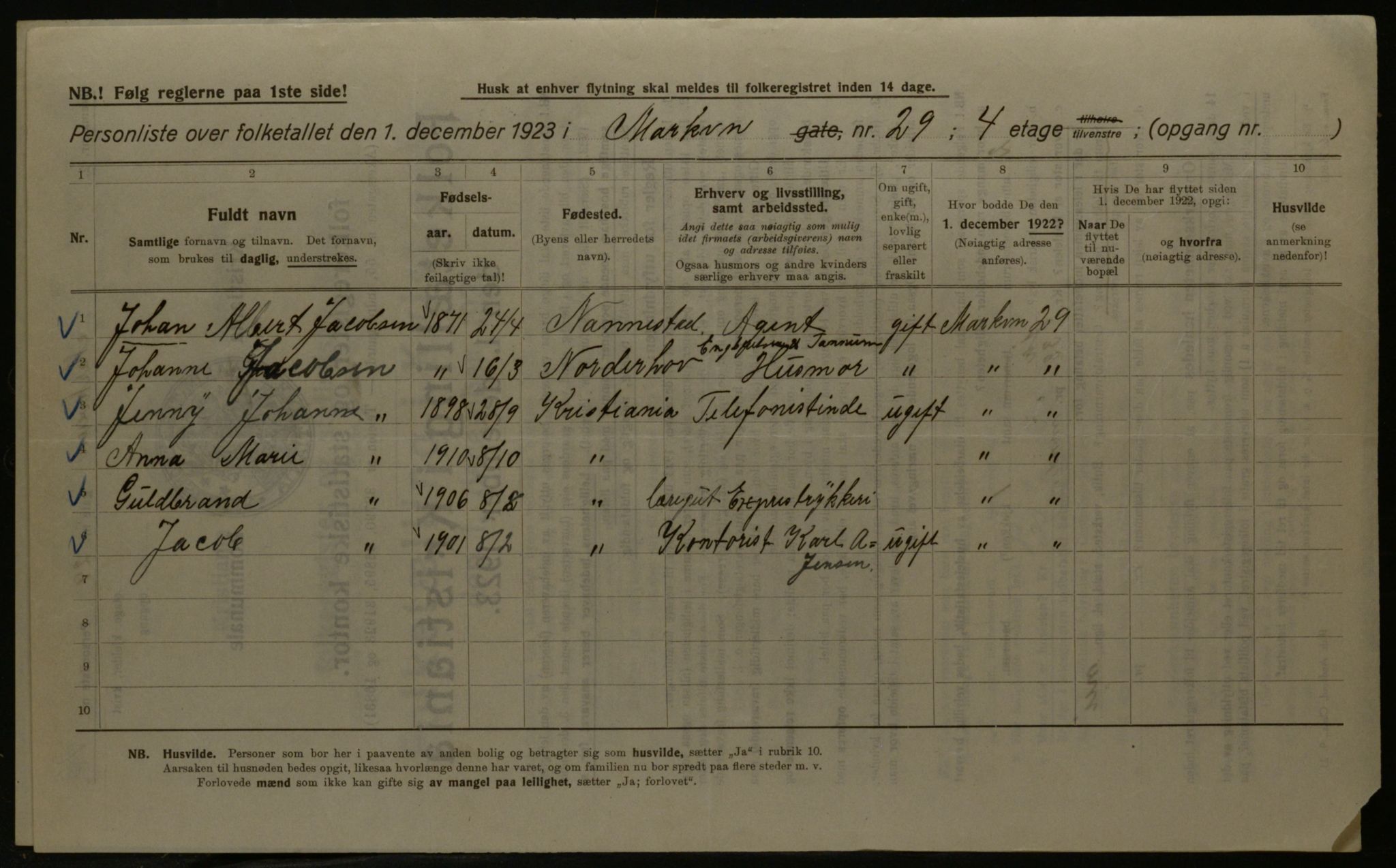 OBA, Municipal Census 1923 for Kristiania, 1923, p. 70639