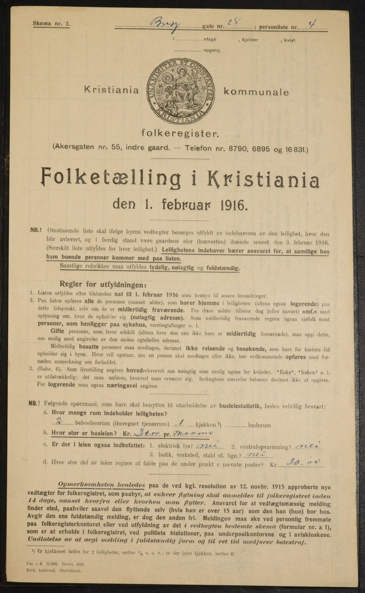 OBA, Municipal Census 1916 for Kristiania, 1916, p. 8758