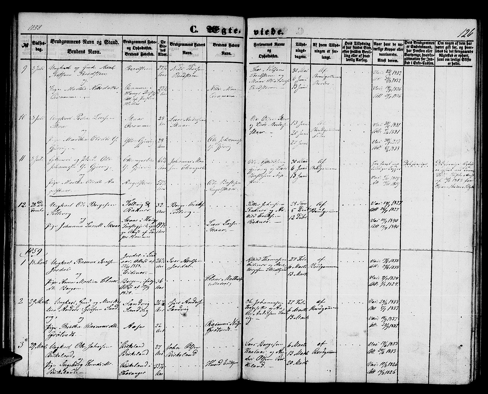 Hamre sokneprestembete, SAB/A-75501/H/Ha/Hab: Parish register (copy) no. B 1, 1852-1863, p. 126