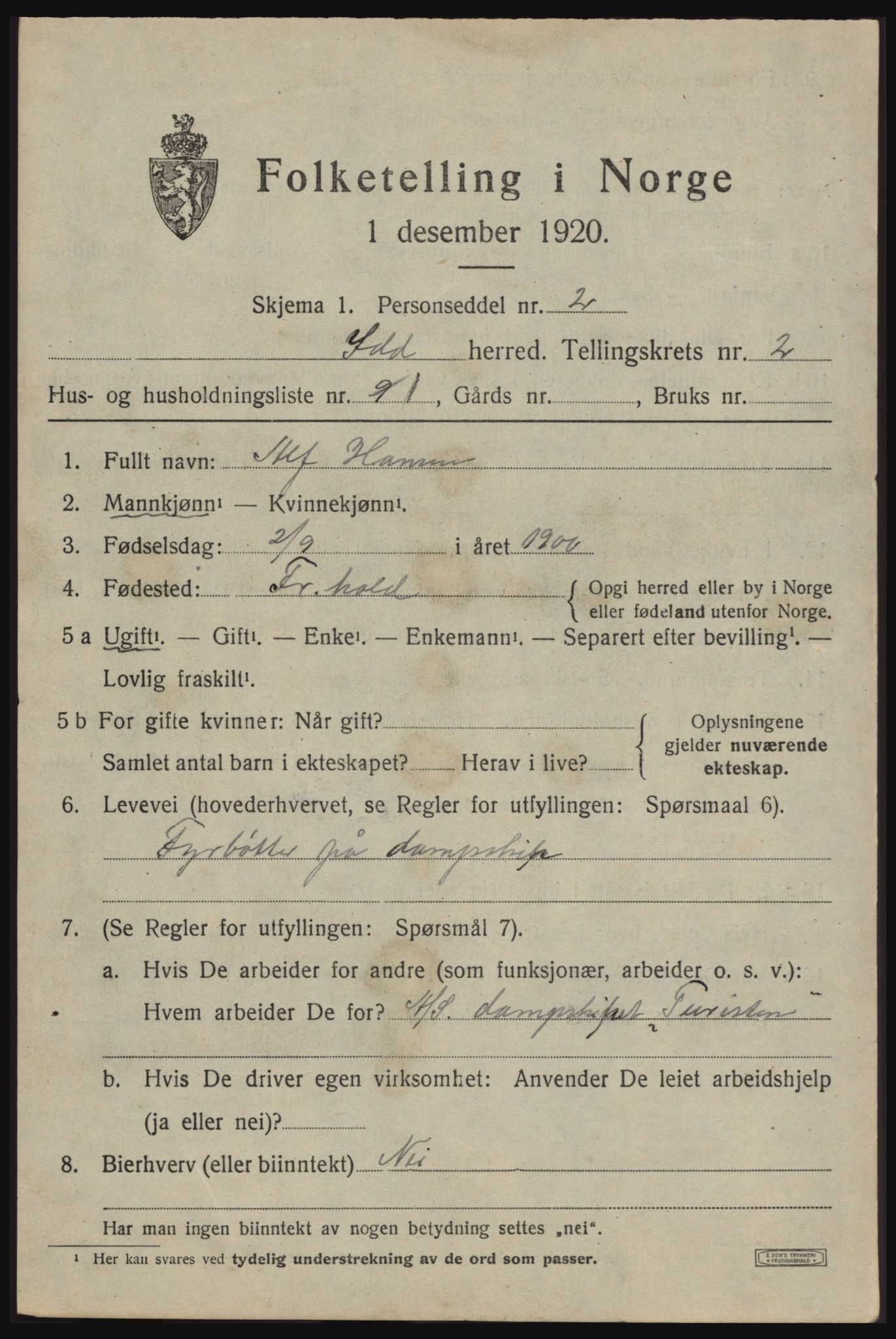 SAO, 1920 census for Idd, 1920, p. 2282