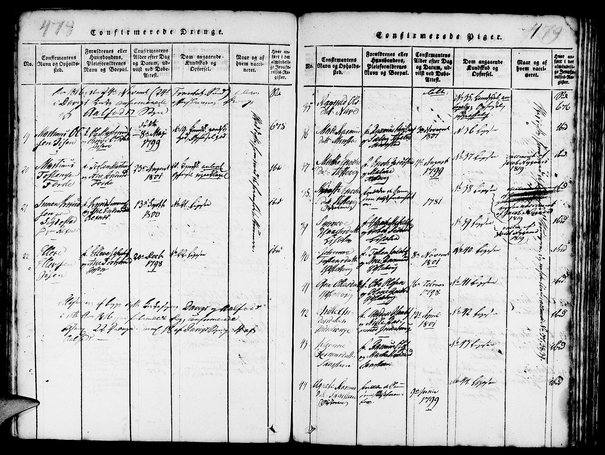 Davik sokneprestembete, AV/SAB-A-79701/H/Haa/Haaa/L0003: Parish register (official) no. A 3, 1816-1830, p. 478-479