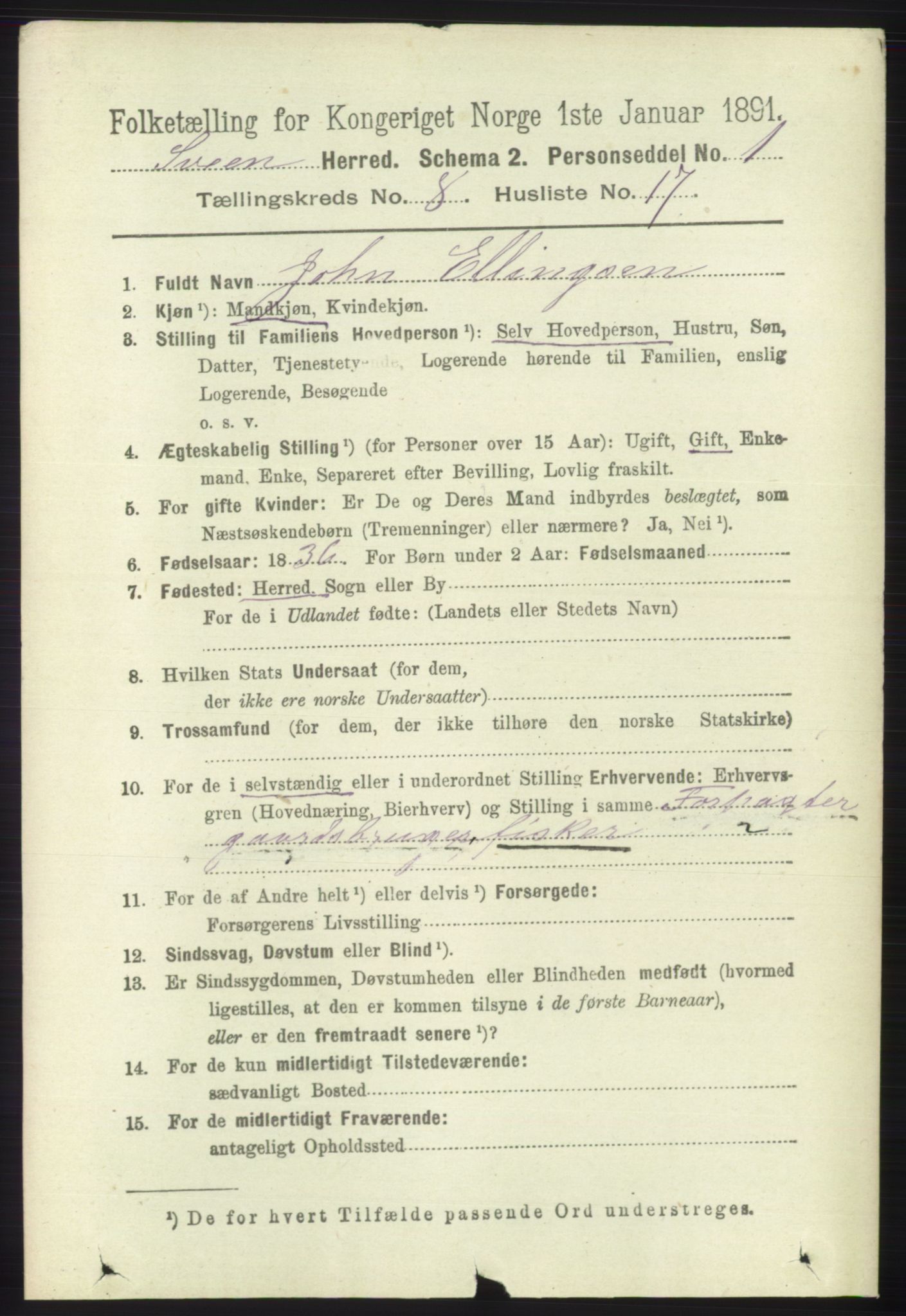 RA, 1891 census for 1216 Sveio, 1891, p. 2442