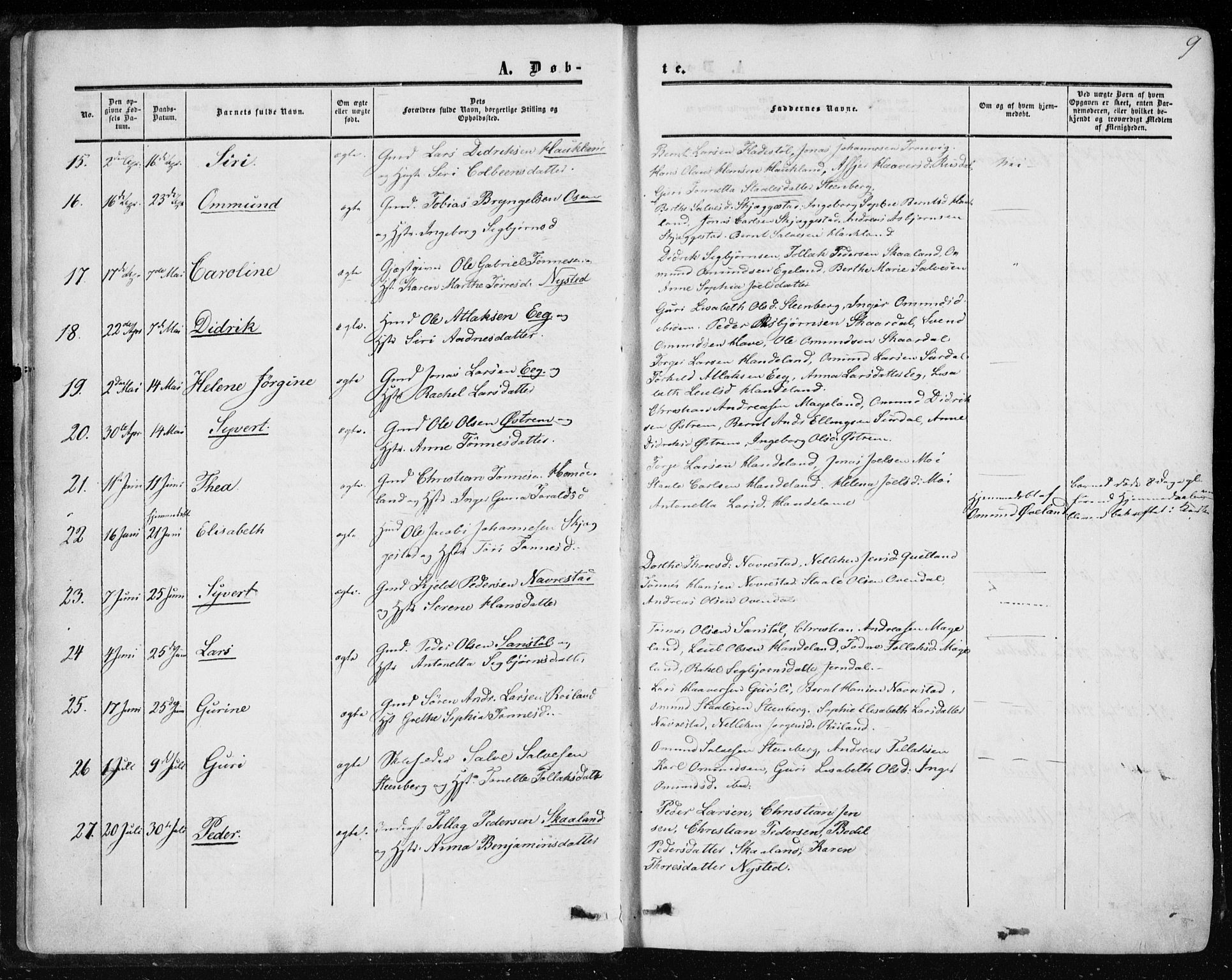 Lund sokneprestkontor, AV/SAST-A-101809/S06/L0009: Parish register (official) no. A 8, 1853-1877, p. 9