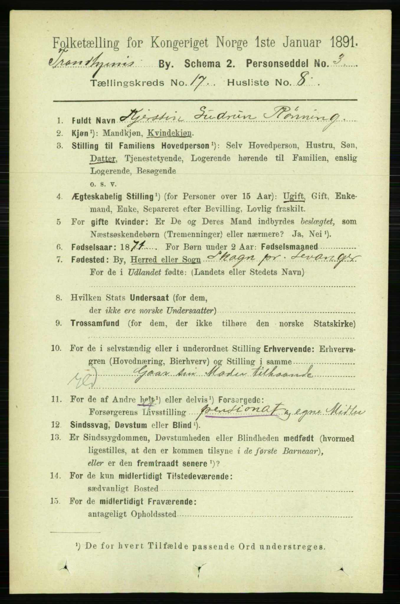 RA, 1891 census for 1601 Trondheim, 1891, p. 13301