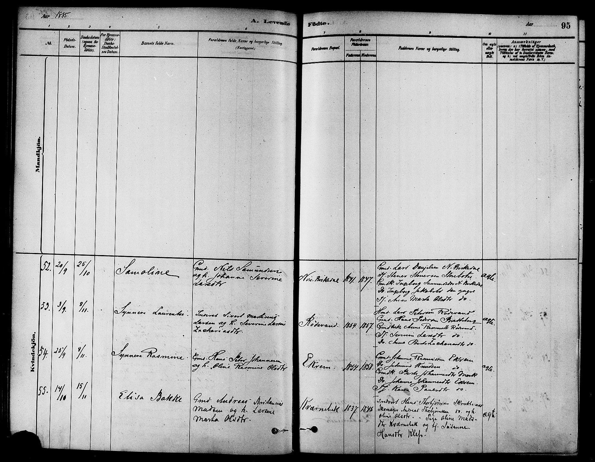 Ministerialprotokoller, klokkerbøker og fødselsregistre - Møre og Romsdal, AV/SAT-A-1454/511/L0141: Parish register (official) no. 511A08, 1878-1890, p. 95