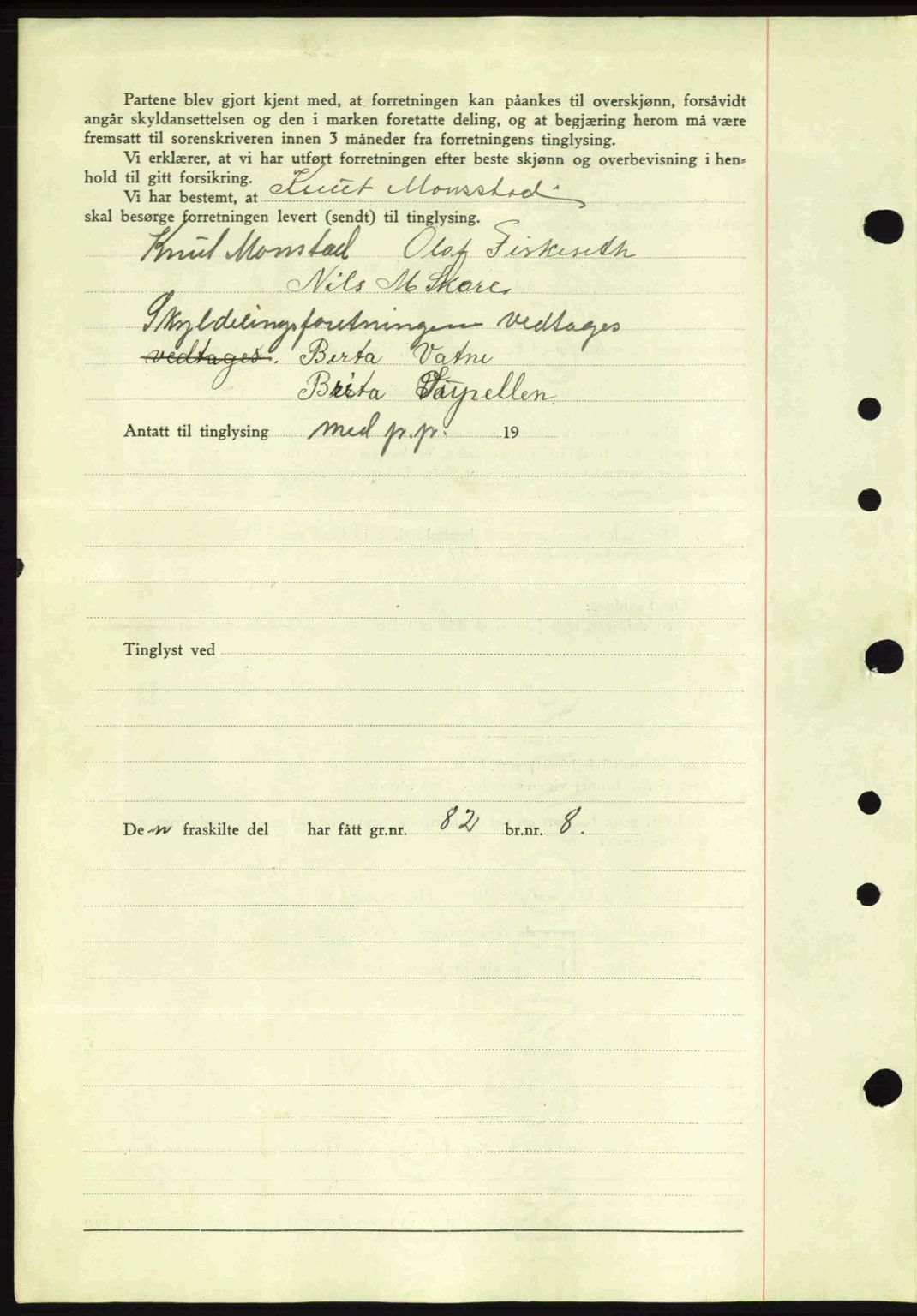 Nordhordland sorenskrivar, SAB/A-2901/1/G/Gb/Gbf/L0010: Mortgage book no. A10, 1939-1940, Diary no: : 208/1940