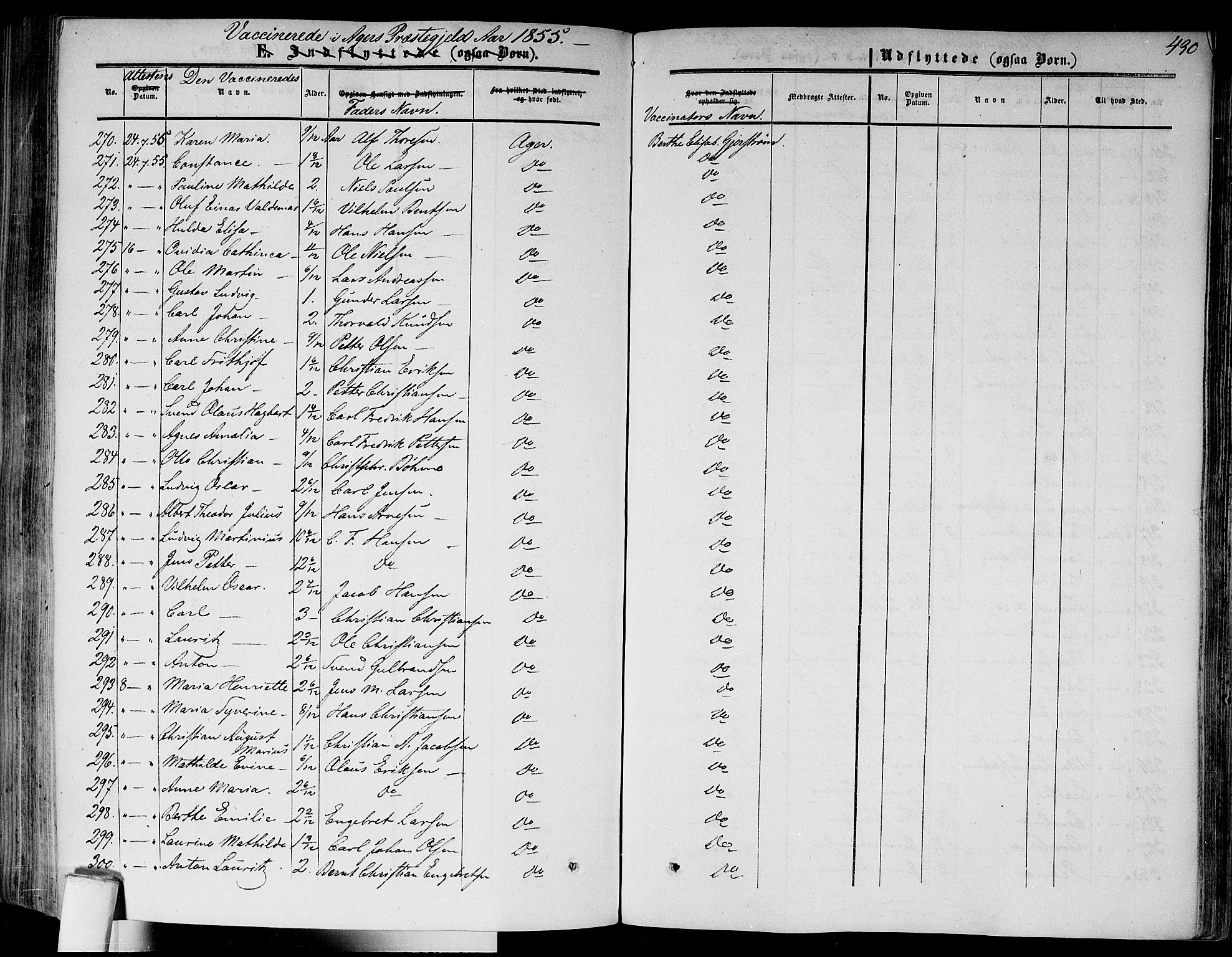 Gamlebyen prestekontor Kirkebøker, AV/SAO-A-10884/F/Fa/L0004: Parish register (official) no. 4, 1850-1857, p. 430