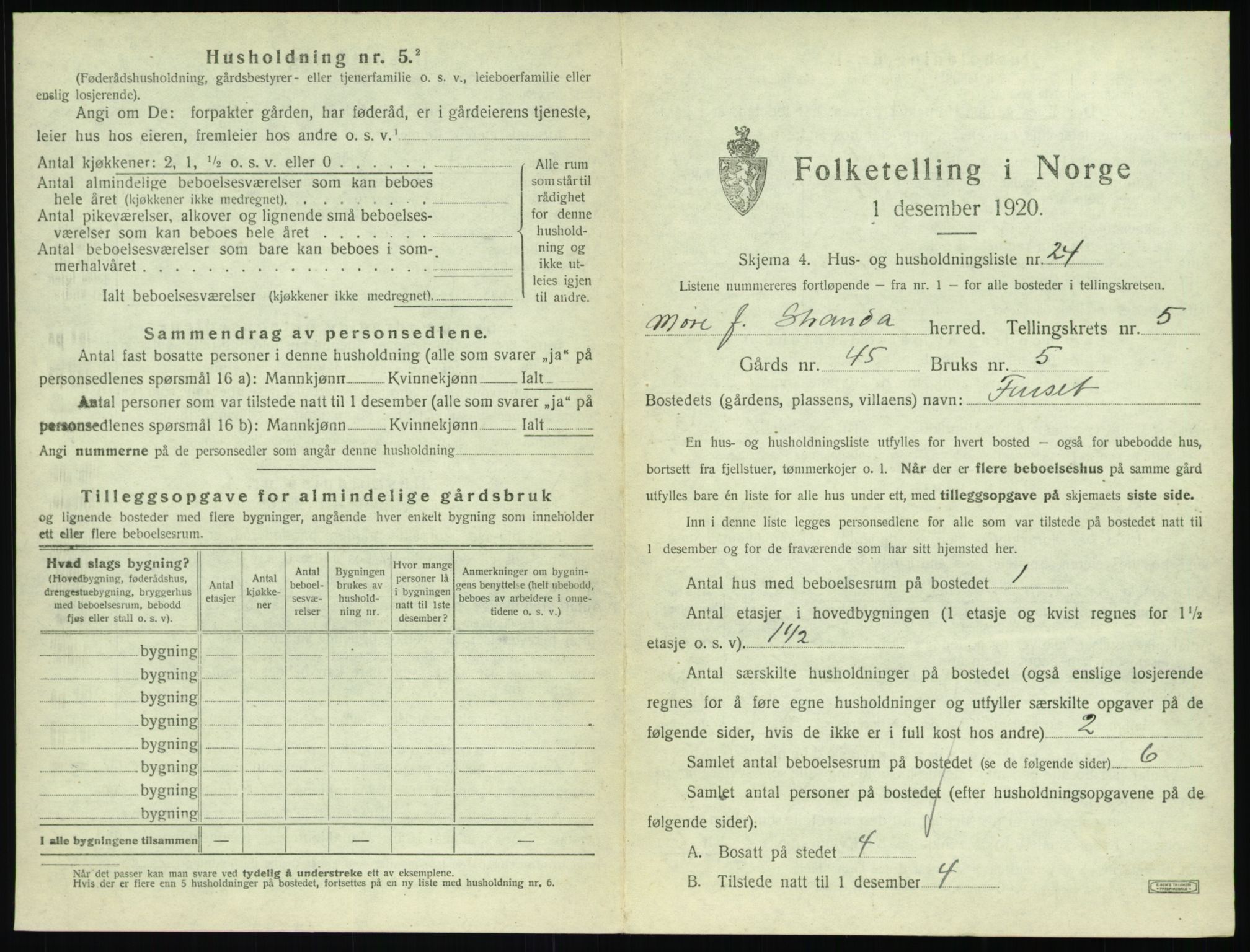 SAT, 1920 census for Stranda, 1920, p. 507