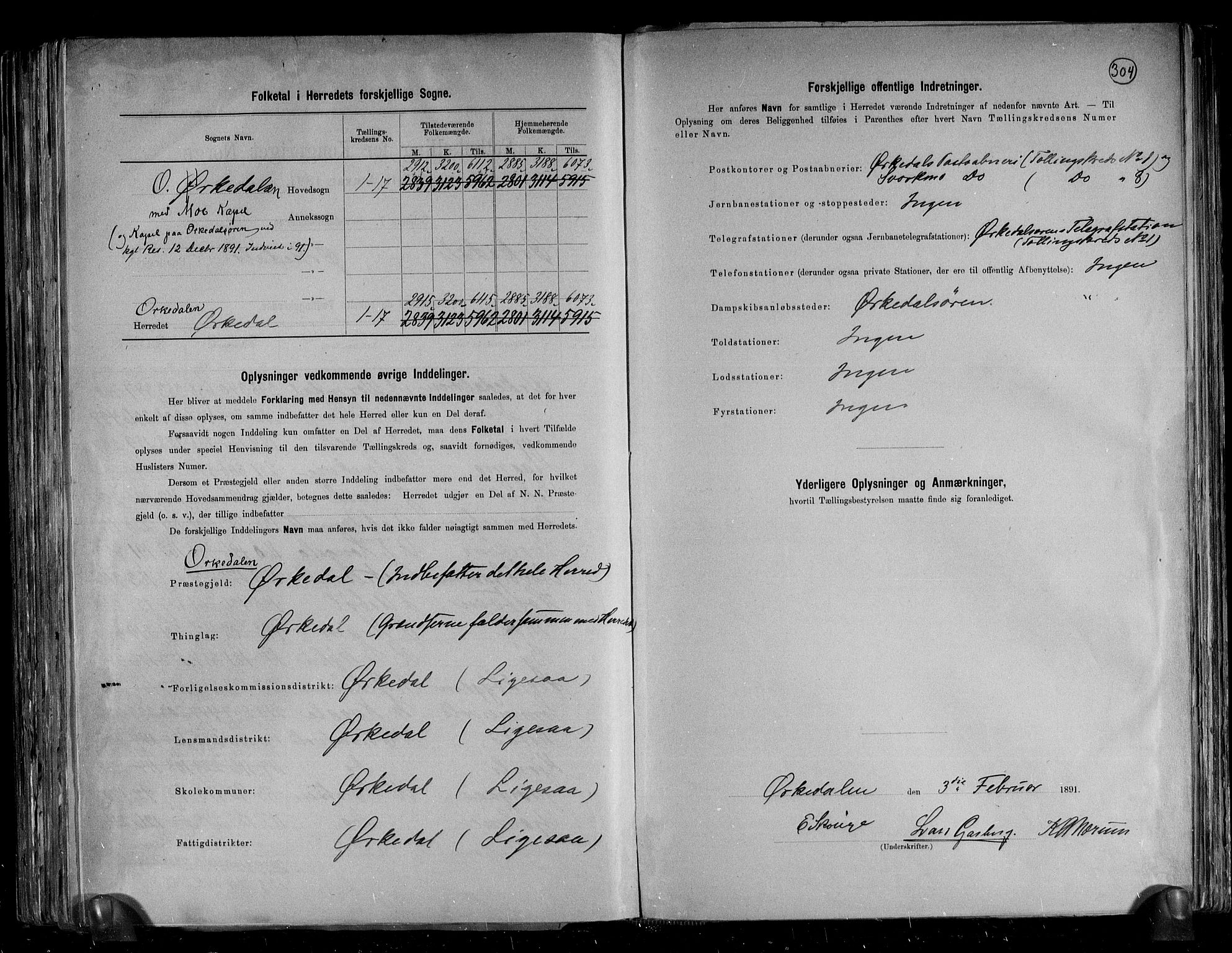 RA, 1891 census for 1638 Orkdal, 1891, p. 3