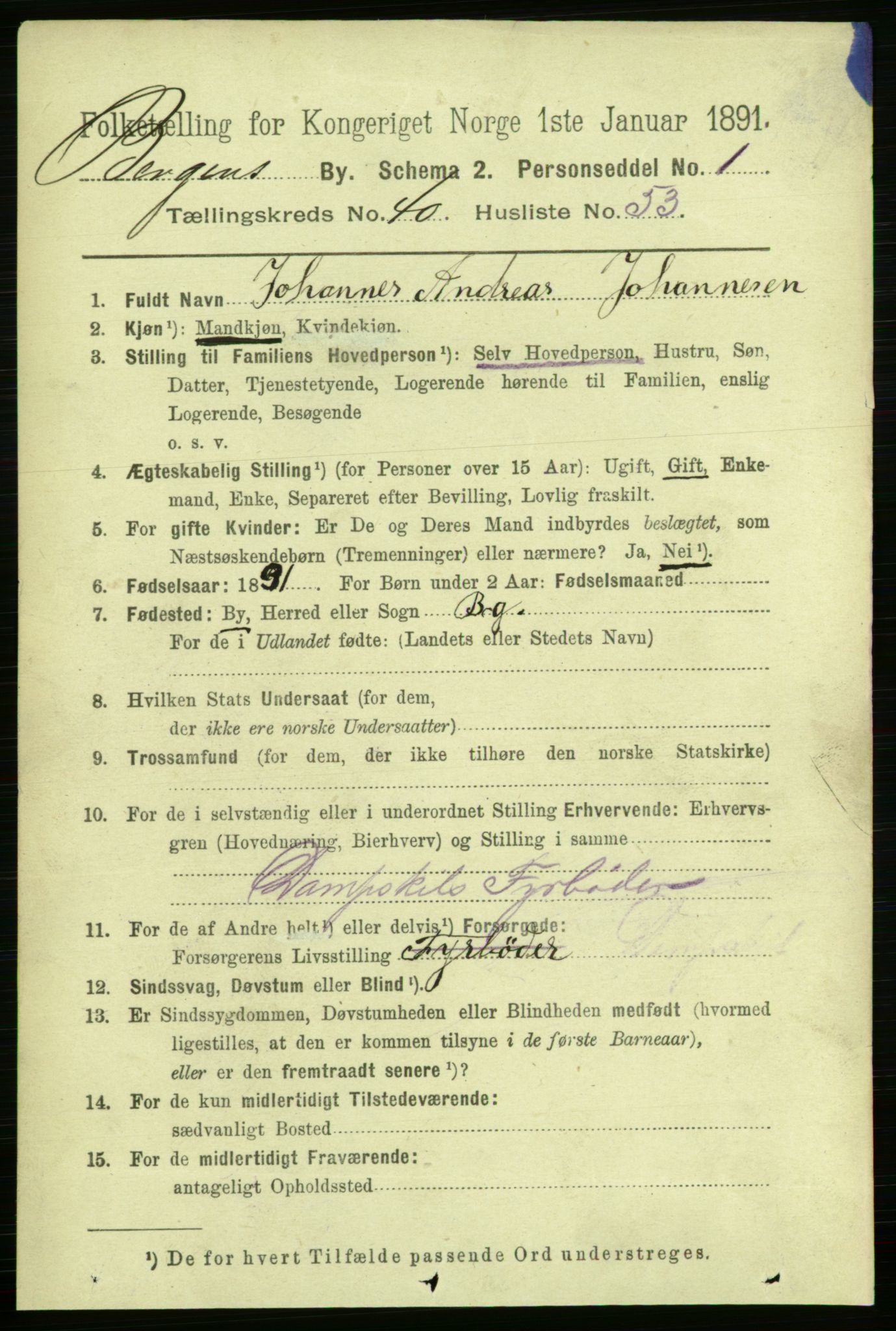 RA, 1891 Census for 1301 Bergen, 1891, p. 48985