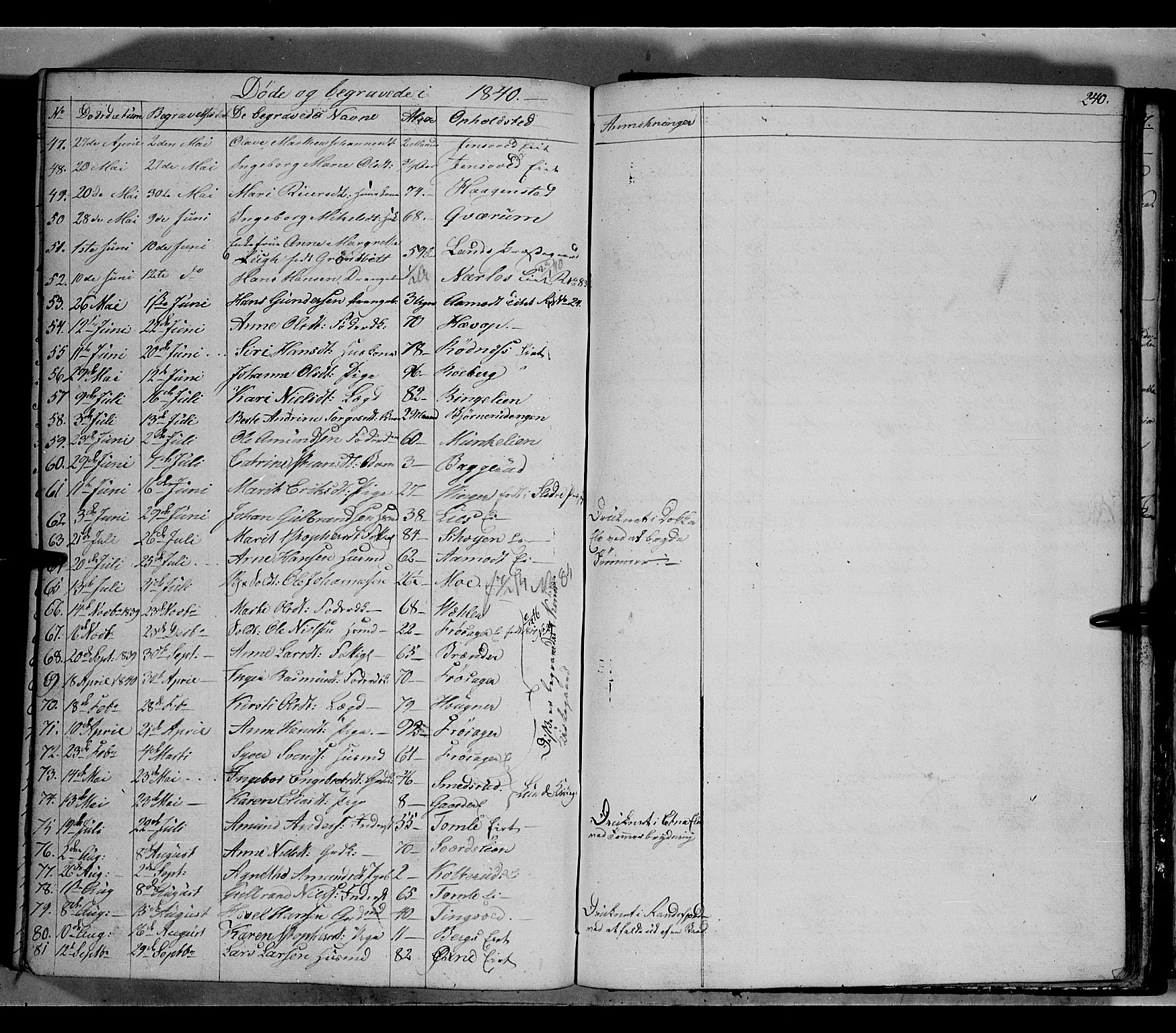 Land prestekontor, SAH/PREST-120/H/Ha/Hab/L0002: Parish register (copy) no. 2, 1833-1849, p. 240