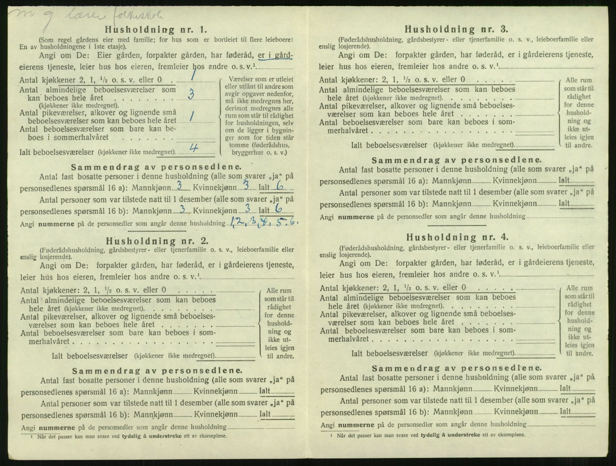 SAT, 1920 census for Nesset, 1920, p. 129