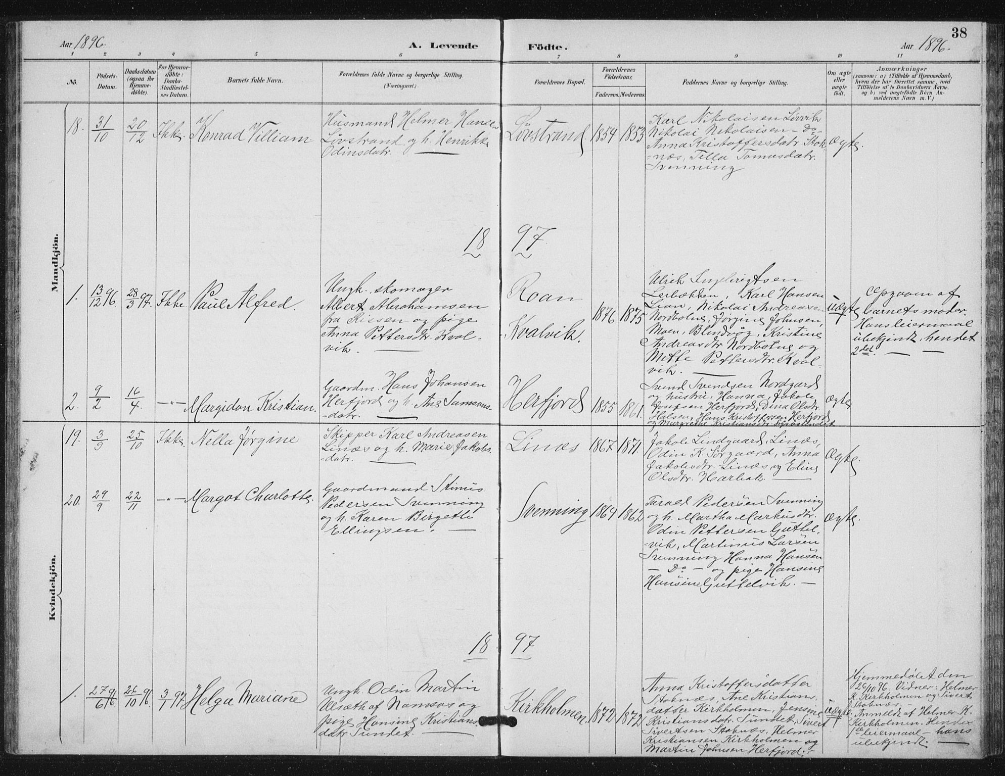 Ministerialprotokoller, klokkerbøker og fødselsregistre - Sør-Trøndelag, SAT/A-1456/656/L0698: Parish register (copy) no. 656C04, 1890-1904, p. 38
