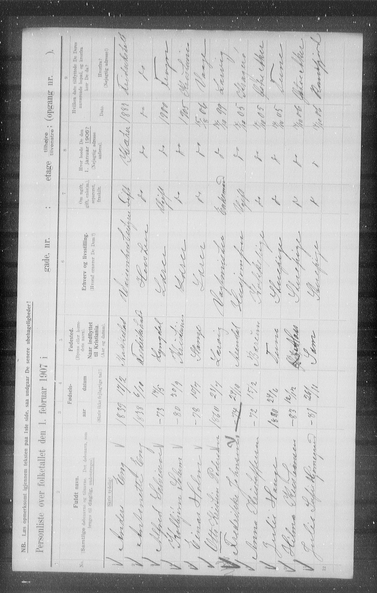 OBA, Municipal Census 1907 for Kristiania, 1907, p. 26690