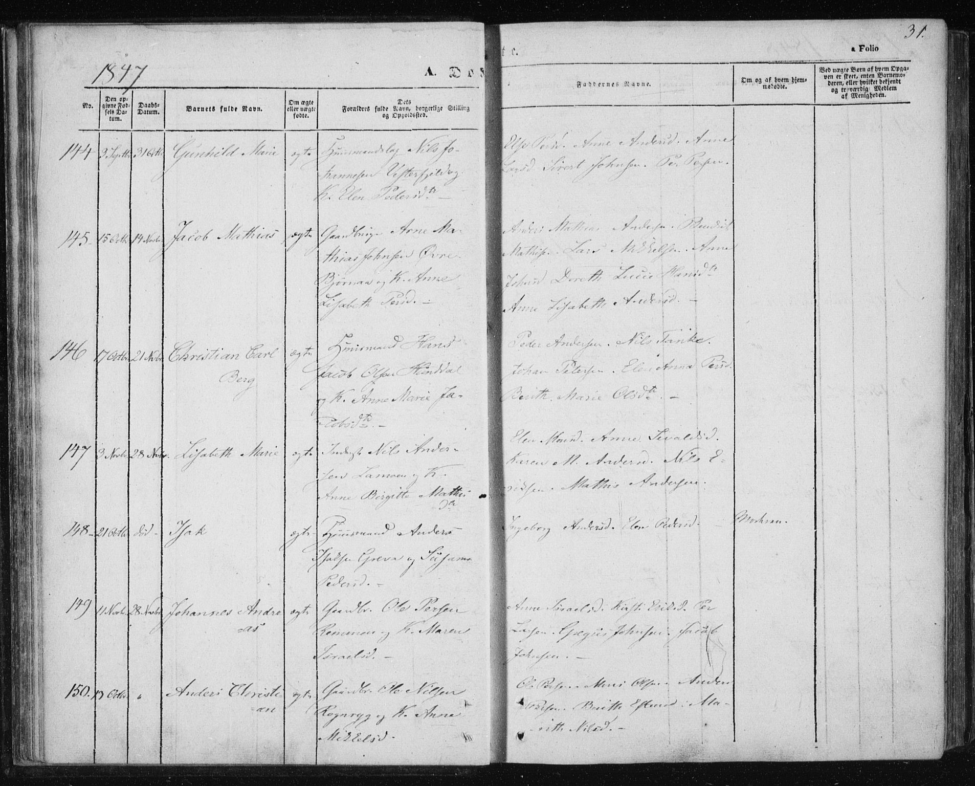 Ministerialprotokoller, klokkerbøker og fødselsregistre - Nordland, AV/SAT-A-1459/820/L0291: Parish register (official) no. 820A12, 1846-1854, p. 31