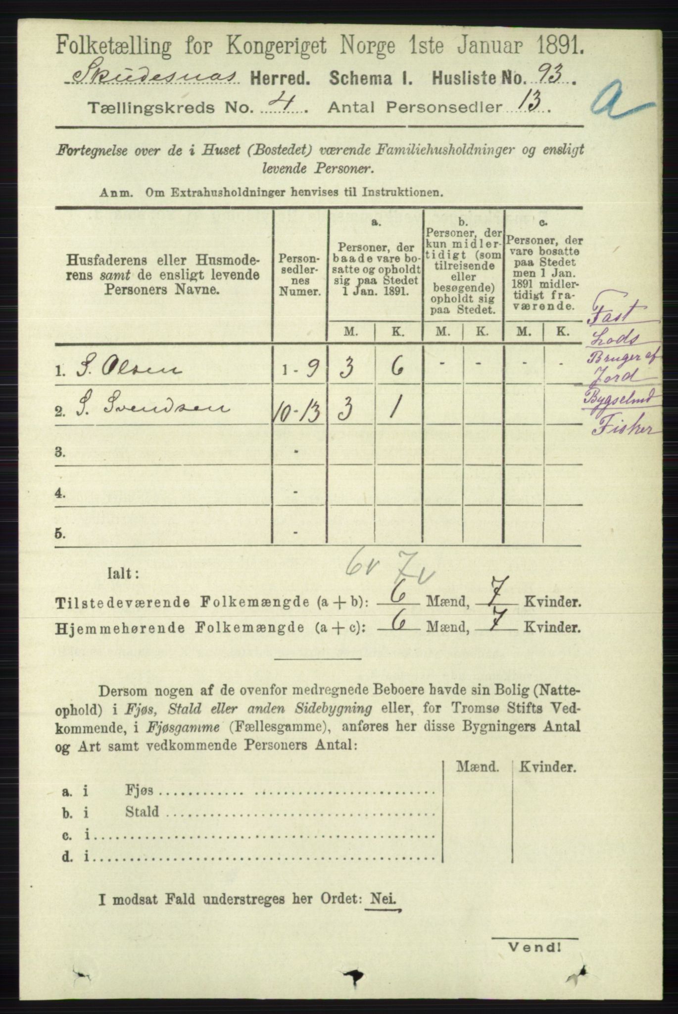 RA, 1891 census for 1150 Skudenes, 1891, p. 1865