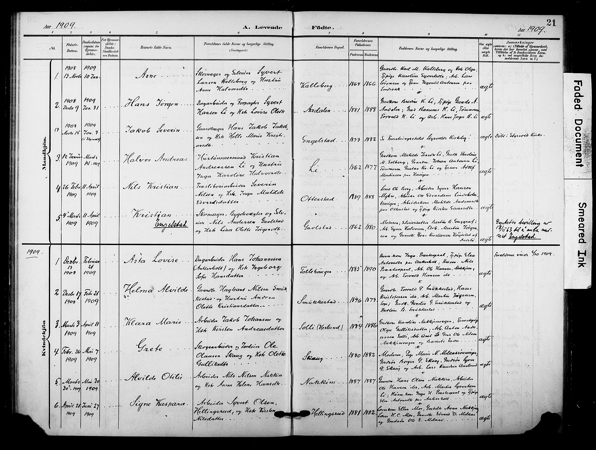 Lardal kirkebøker, AV/SAKO-A-350/F/Fb/L0002: Parish register (official) no. II 2, 1903-1911, p. 21