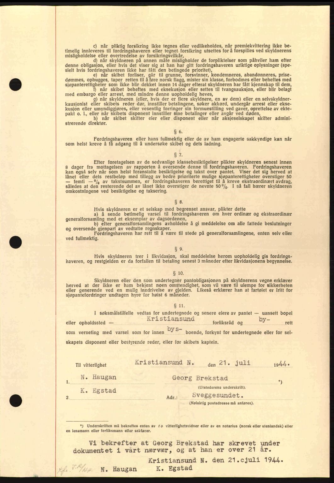 Nordmøre sorenskriveri, AV/SAT-A-4132/1/2/2Ca: Mortgage book no. B92, 1944-1945, Diary no: : 1472/1944