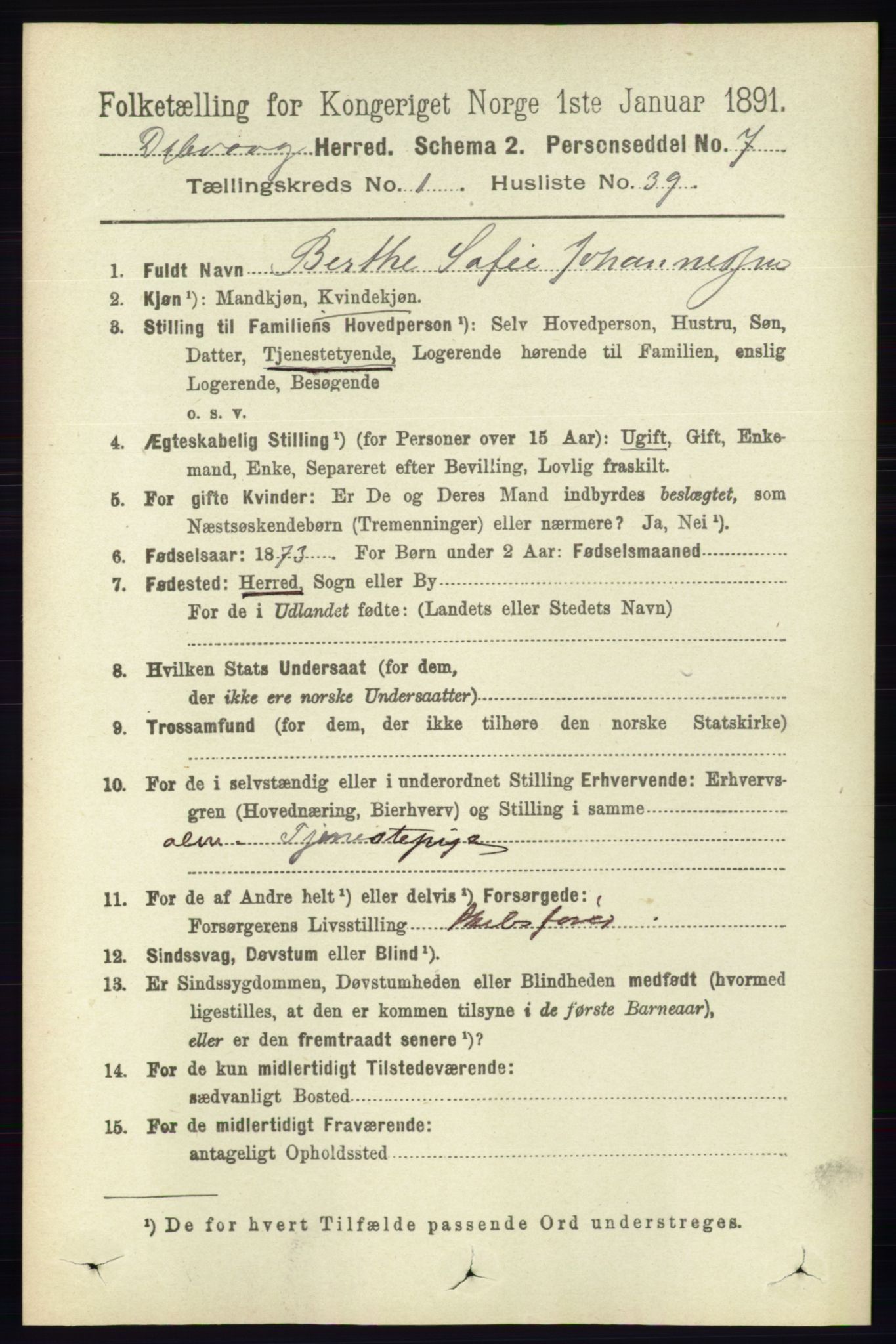 RA, 1891 census for 0915 Dypvåg, 1891, p. 343
