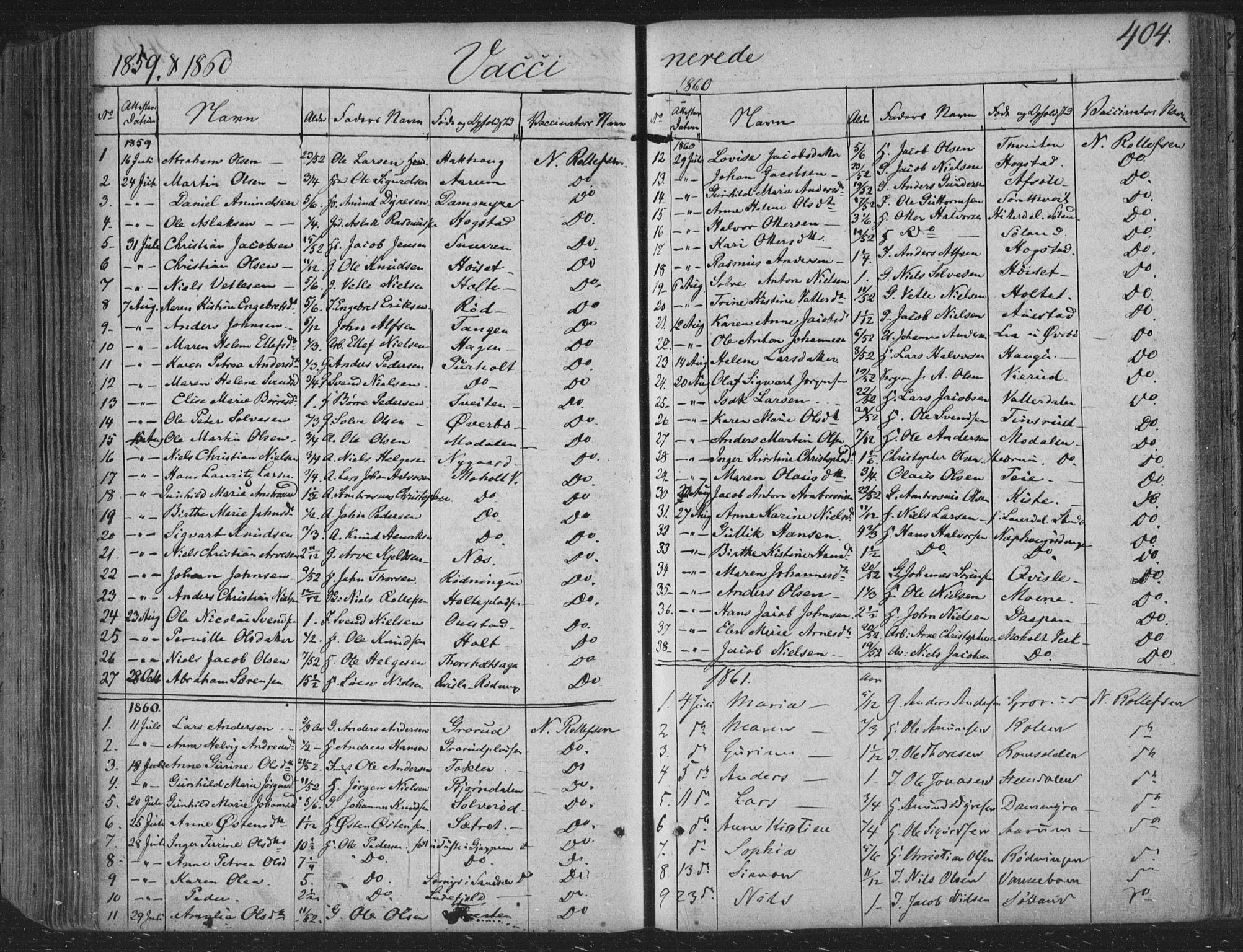 Siljan kirkebøker, SAKO/A-300/F/Fa/L0001: Parish register (official) no. 1, 1831-1870, p. 404