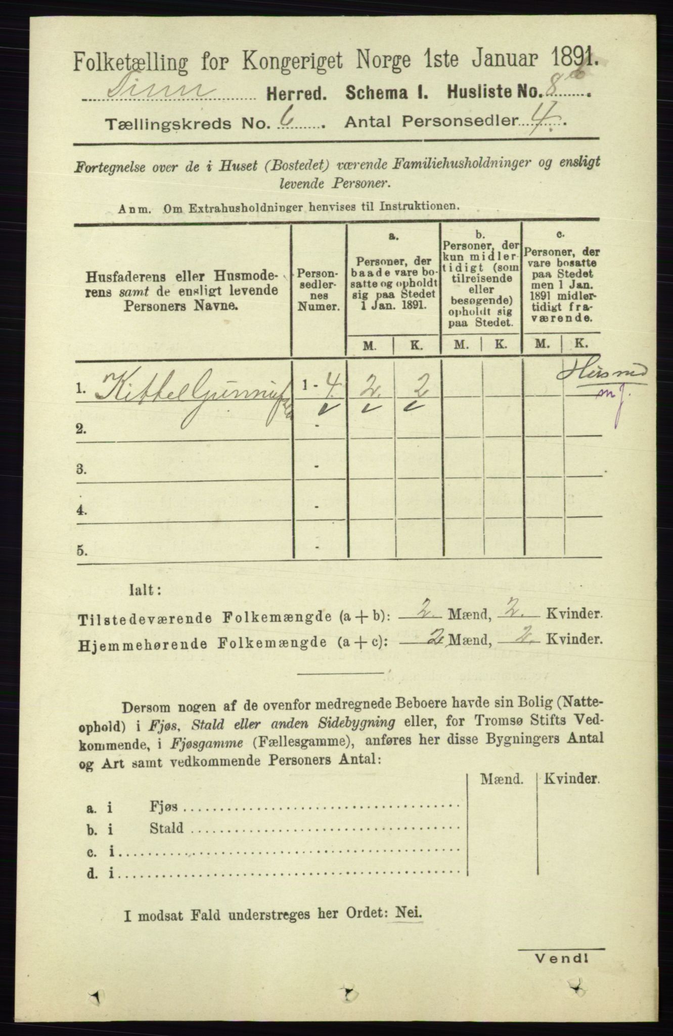 RA, 1891 census for 0826 Tinn, 1891, p. 1168