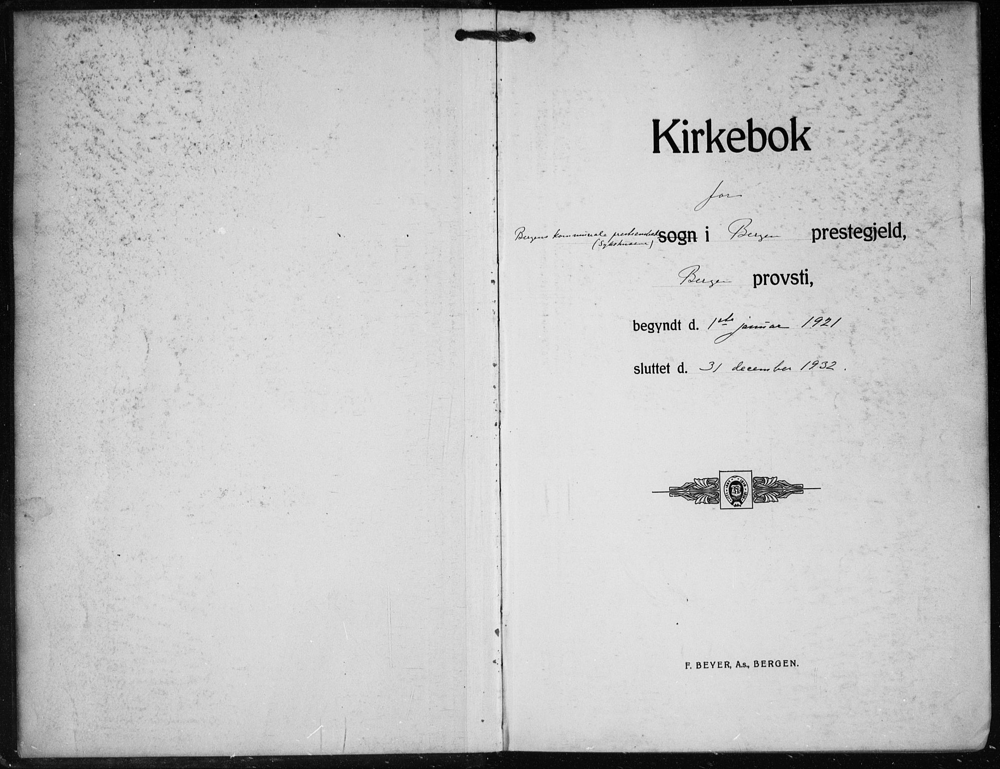 Bergen kommunale pleiehjem - stiftelsespresten, AV/SAB-A-100281: Parish register (official) no. A 7, 1921-1932