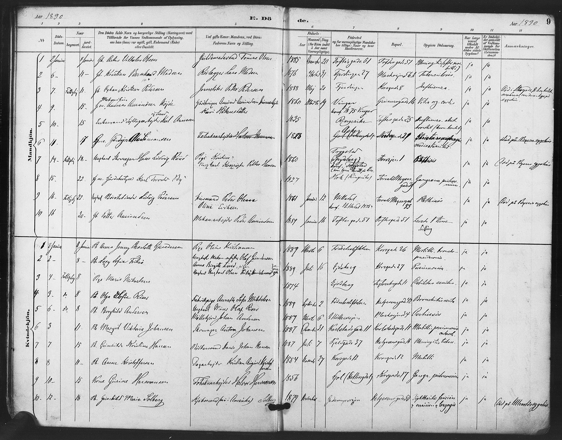 Paulus prestekontor Kirkebøker, SAO/A-10871/F/Fa/L0011: Parish register (official) no. 11, 1889-1897, p. 9