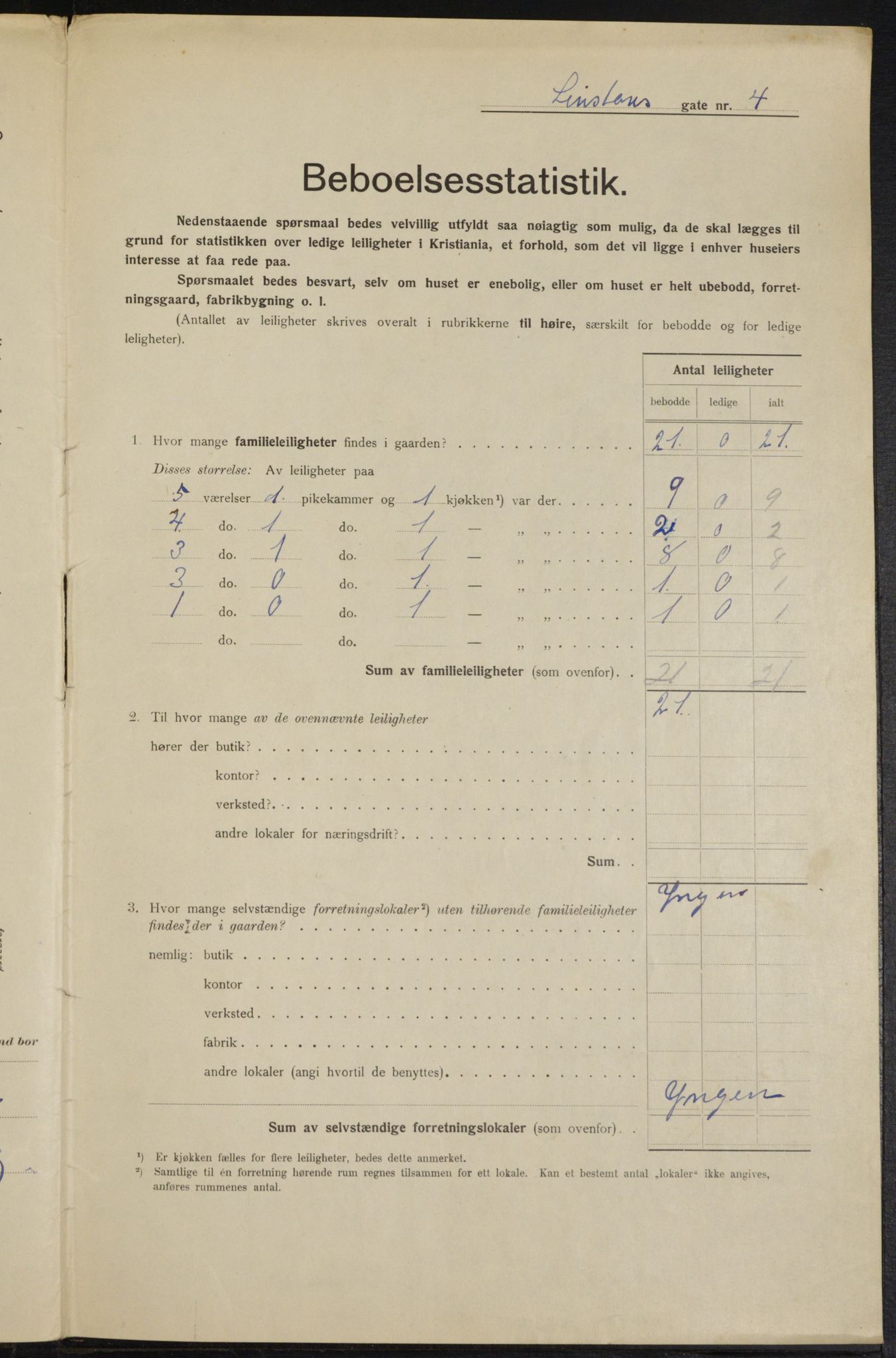 OBA, Municipal Census 1915 for Kristiania, 1915, p. 57209