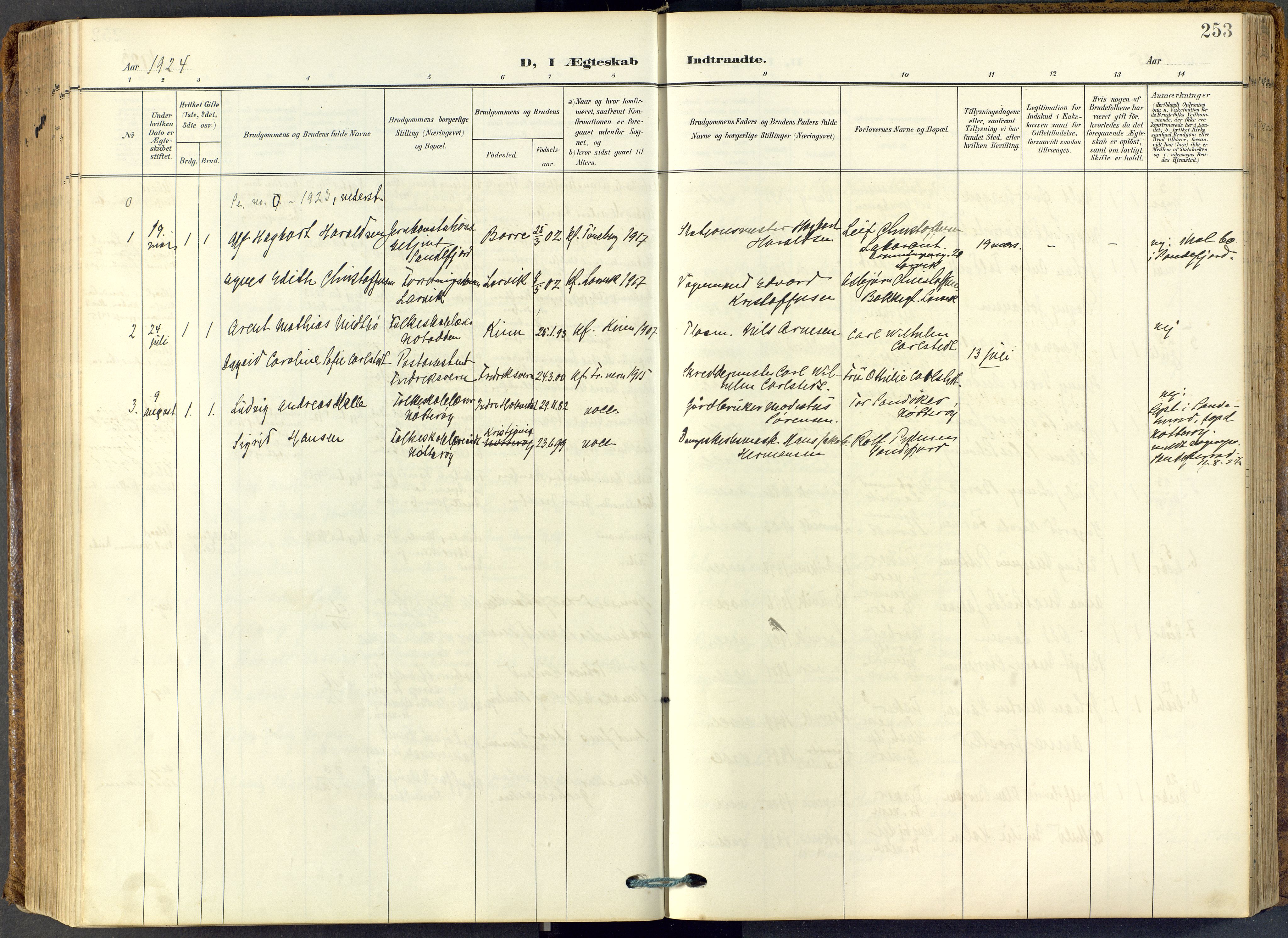 Stavern kirkebøker, SAKO/A-318/F/Fa/L0009: Parish register (official) no. 9, 1906-1955, p. 253