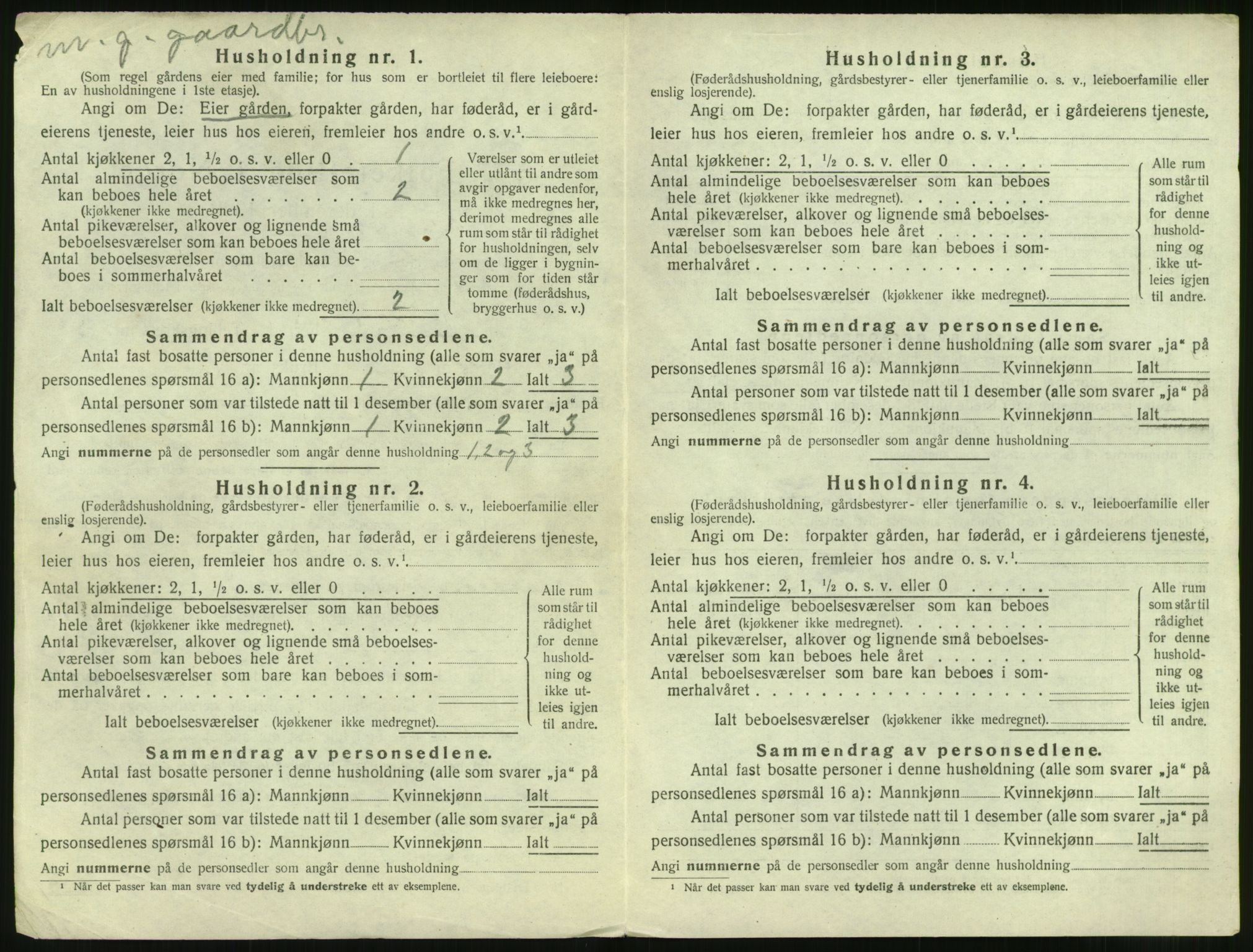 SAT, 1920 census for Vatne, 1920, p. 175