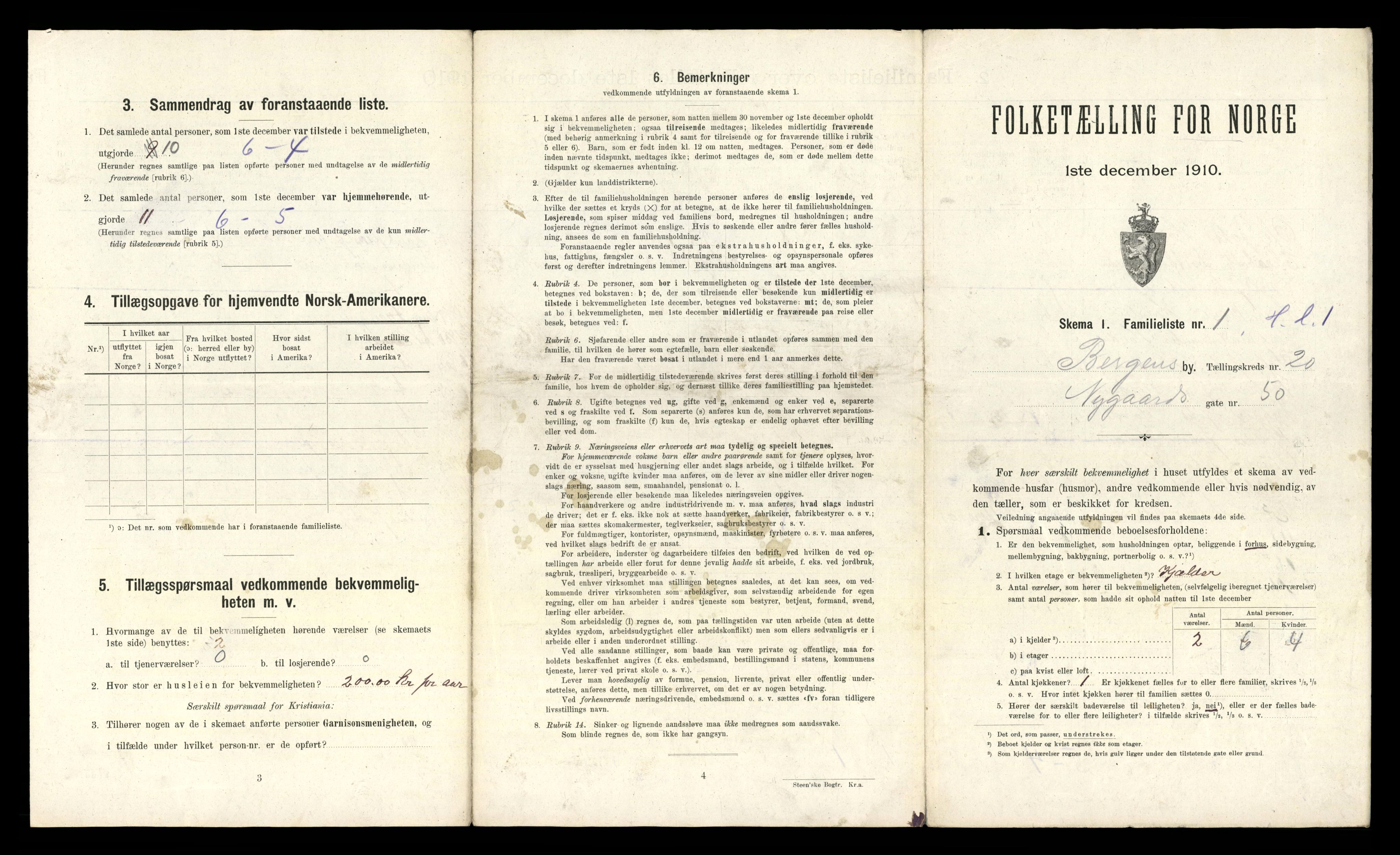 RA, 1910 census for Bergen, 1910, p. 6465