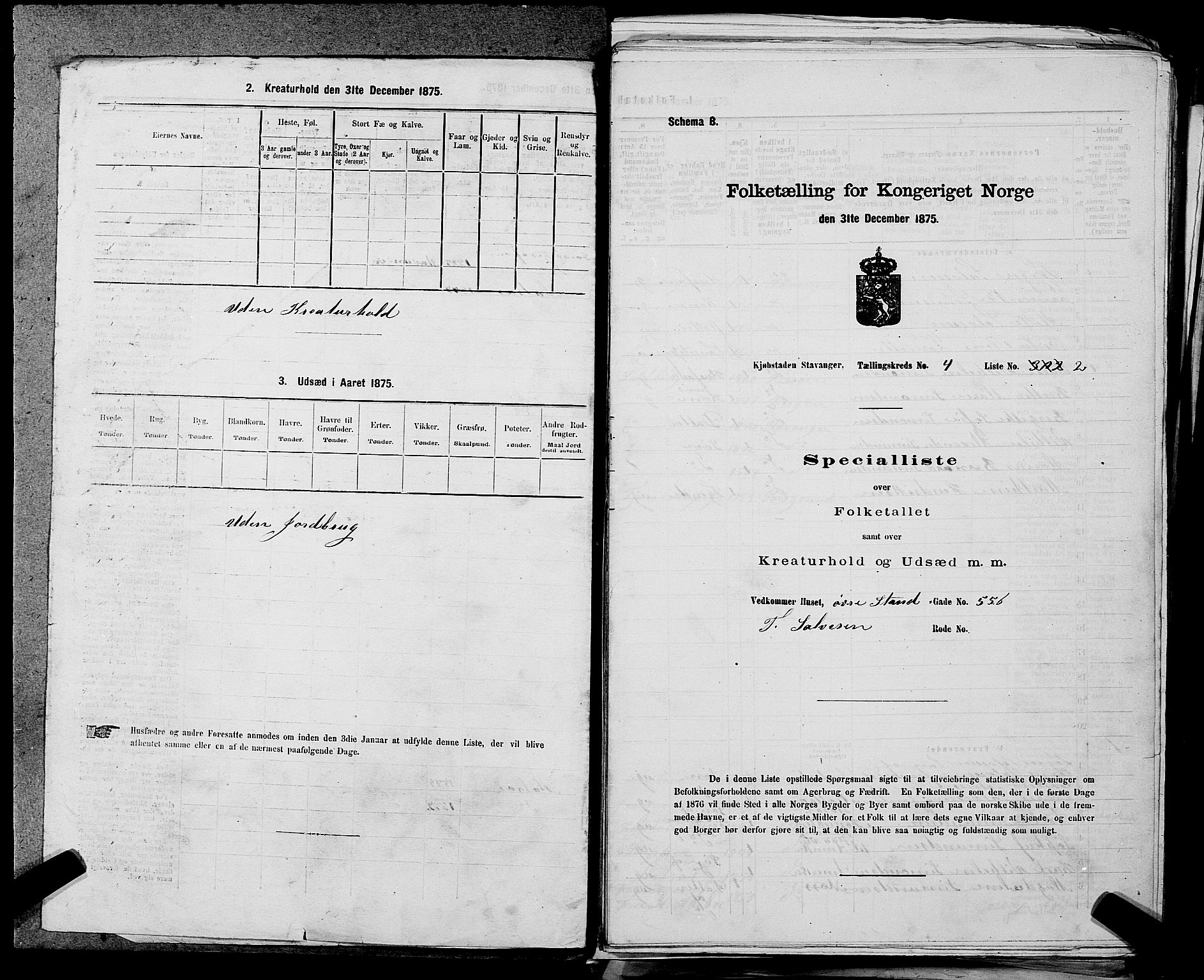 SAST, 1875 census for 1103 Stavanger, 1875, p. 645