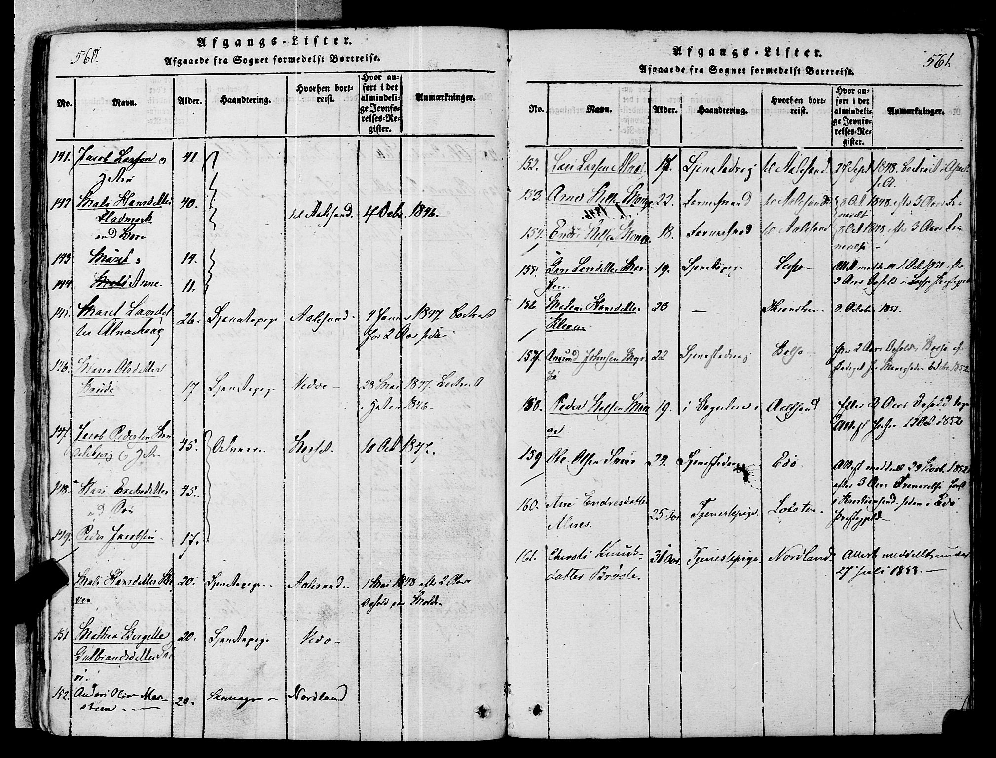 Ministerialprotokoller, klokkerbøker og fødselsregistre - Møre og Romsdal, SAT/A-1454/546/L0593: Parish register (official) no. 546A01, 1818-1853, p. 560-561