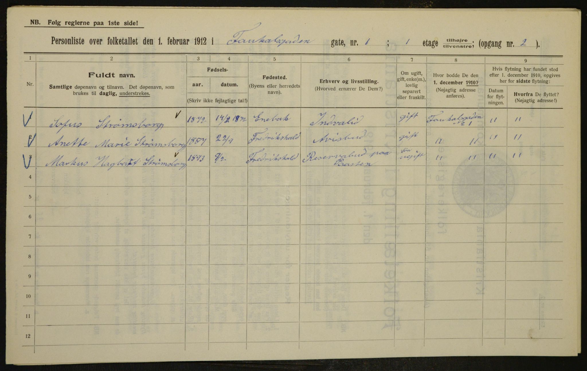 OBA, Municipal Census 1912 for Kristiania, 1912, p. 23660