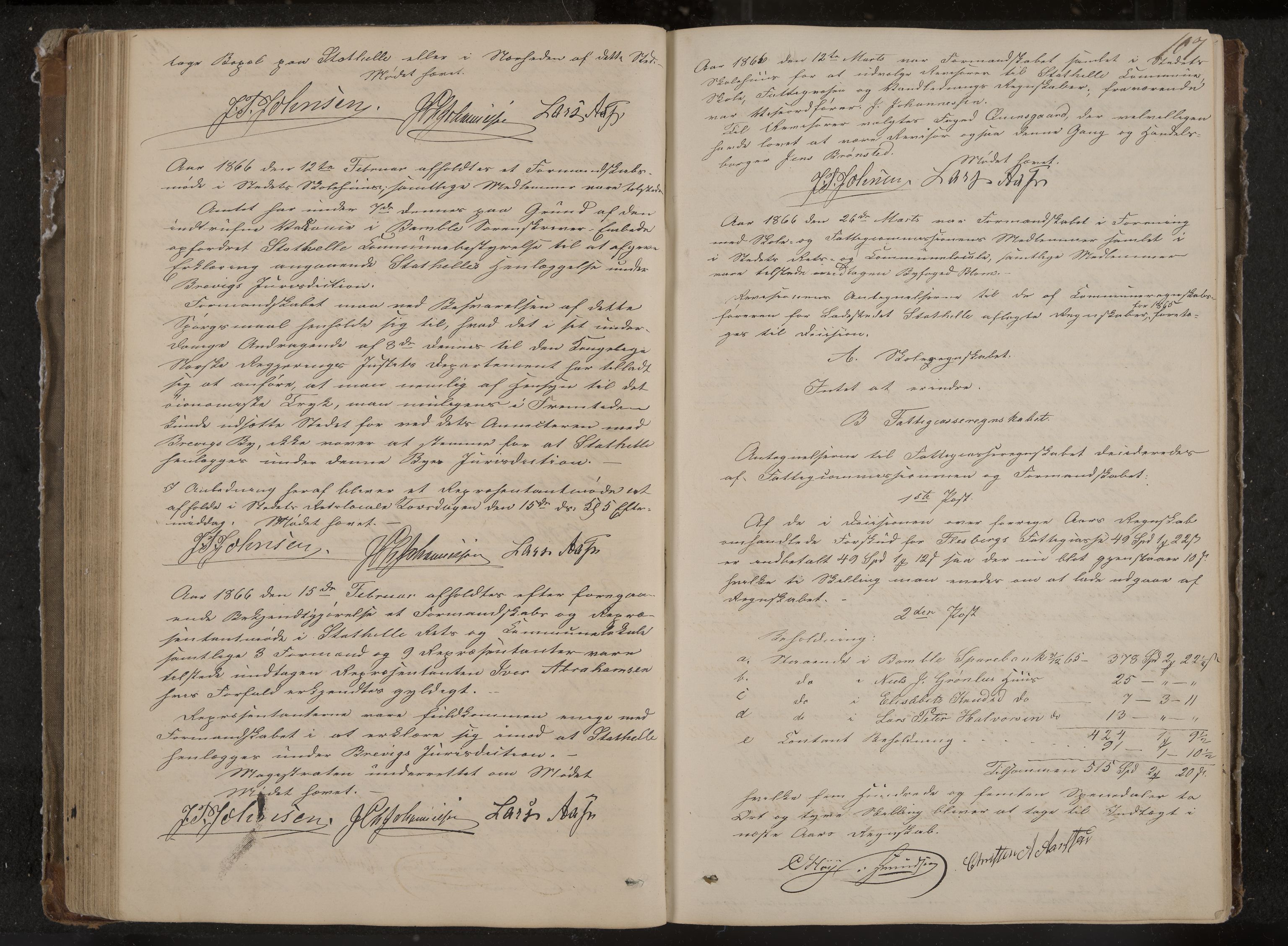 Stathelle formannskap og sentraladministrasjon, IKAK/0803021/A/L0001: Møtebok, 1852-1891, p. 107