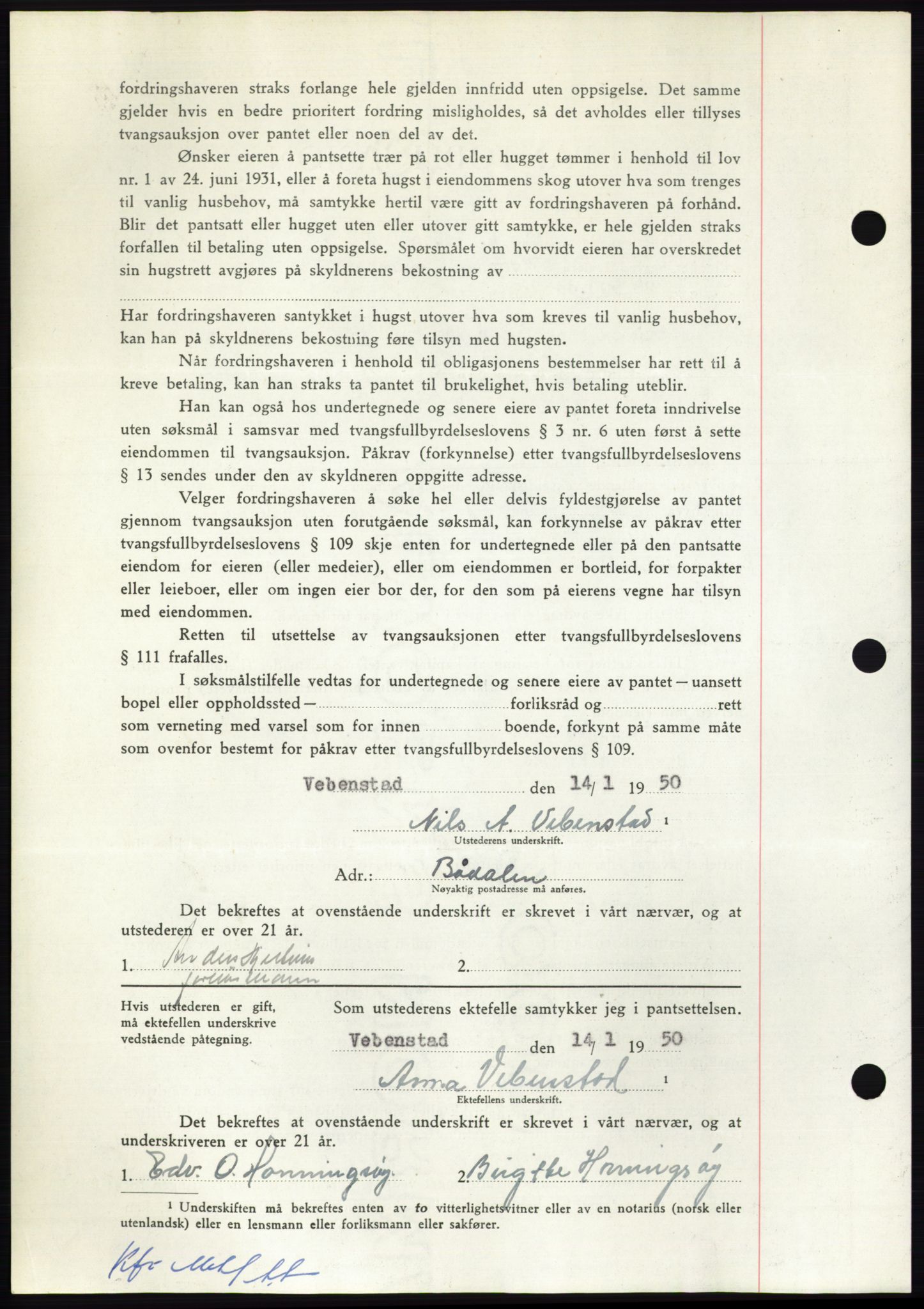 Nordmøre sorenskriveri, AV/SAT-A-4132/1/2/2Ca: Mortgage book no. B104, 1950-1950, Diary no: : 985/1950