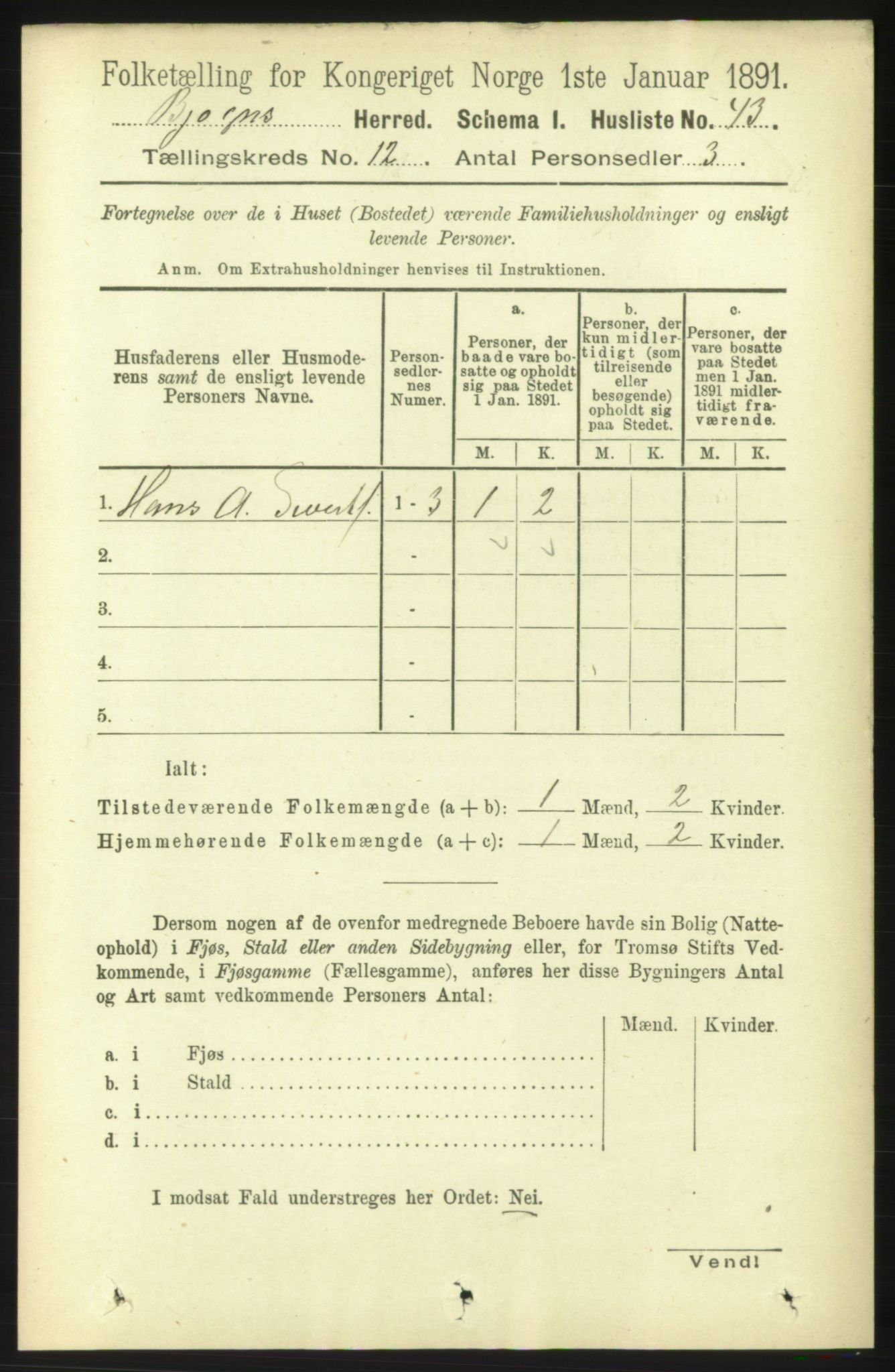 RA, 1891 census for 1627 Bjugn, 1891, p. 3486