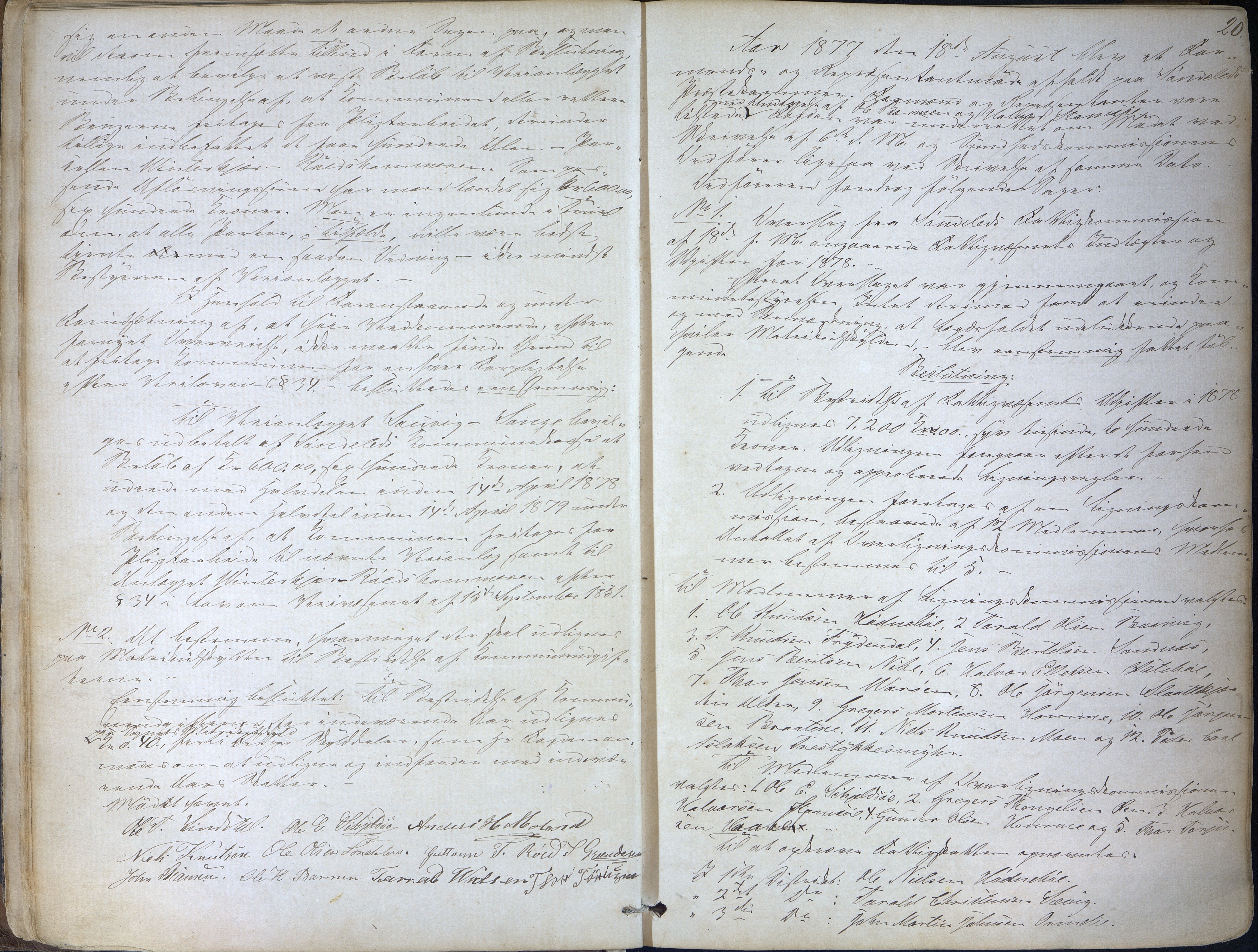 Søndeled kommune, AAKS/KA0913-PK/1/01/L0002: Forhandlingsprotokoll, 1874-1896, p. 20