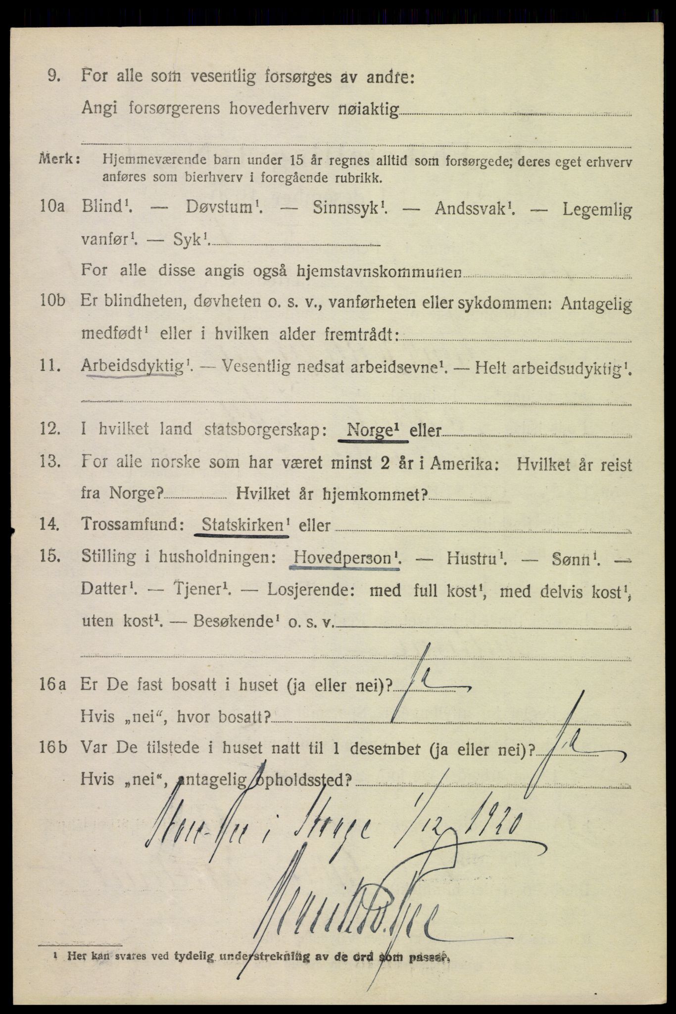 SAH, 1920 census for Stange, 1920, p. 13484