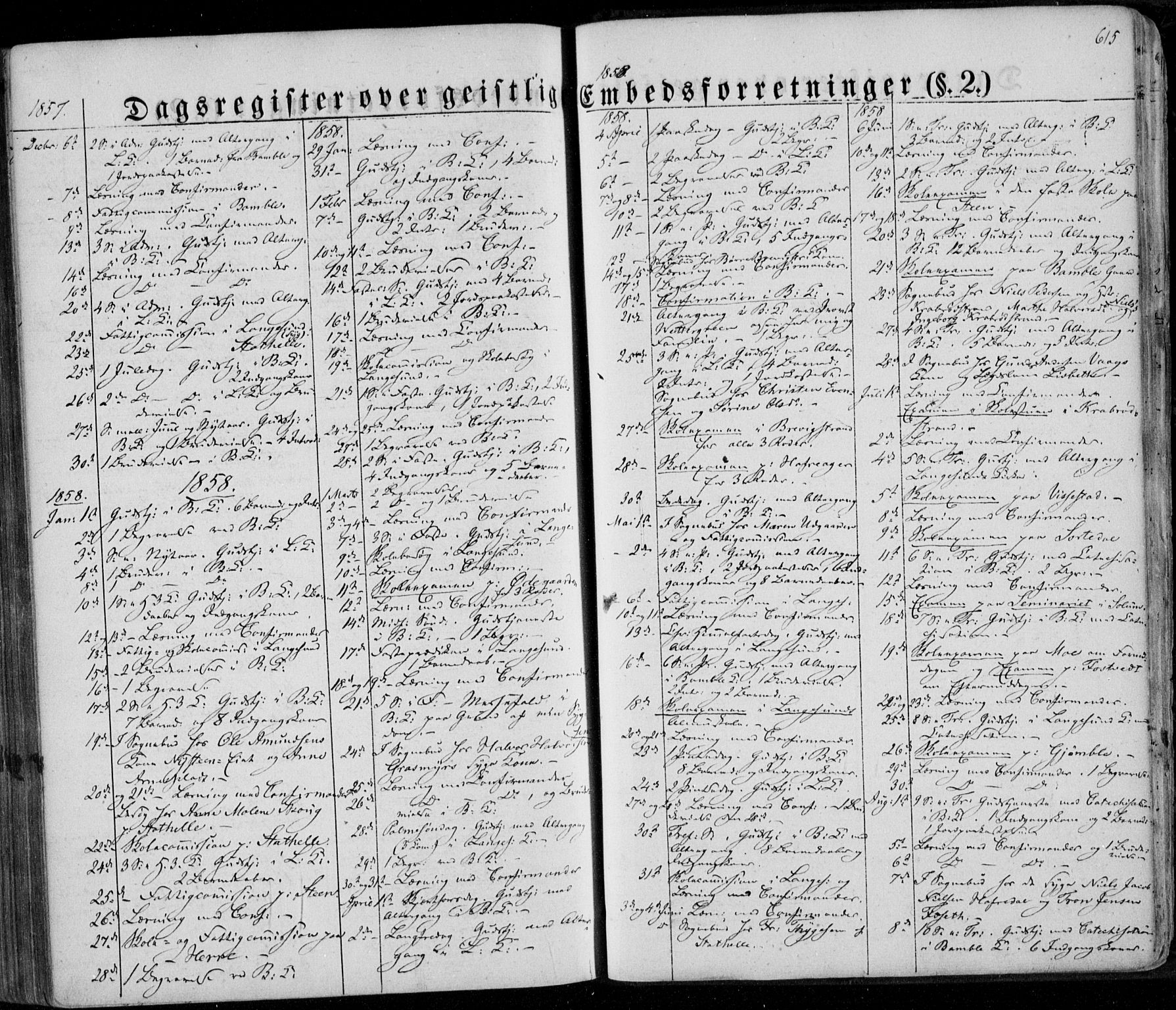 Bamble kirkebøker, SAKO/A-253/F/Fa/L0005: Parish register (official) no. I 5, 1854-1869, p. 615