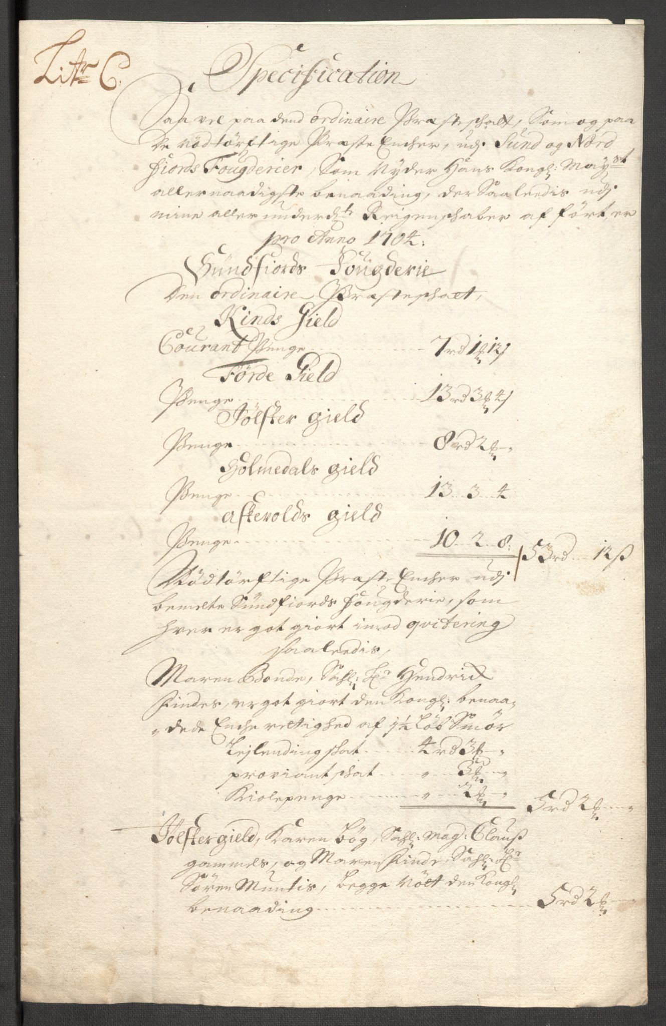 Rentekammeret inntil 1814, Reviderte regnskaper, Fogderegnskap, RA/EA-4092/R53/L3428: Fogderegnskap Sunn- og Nordfjord, 1704, p. 123