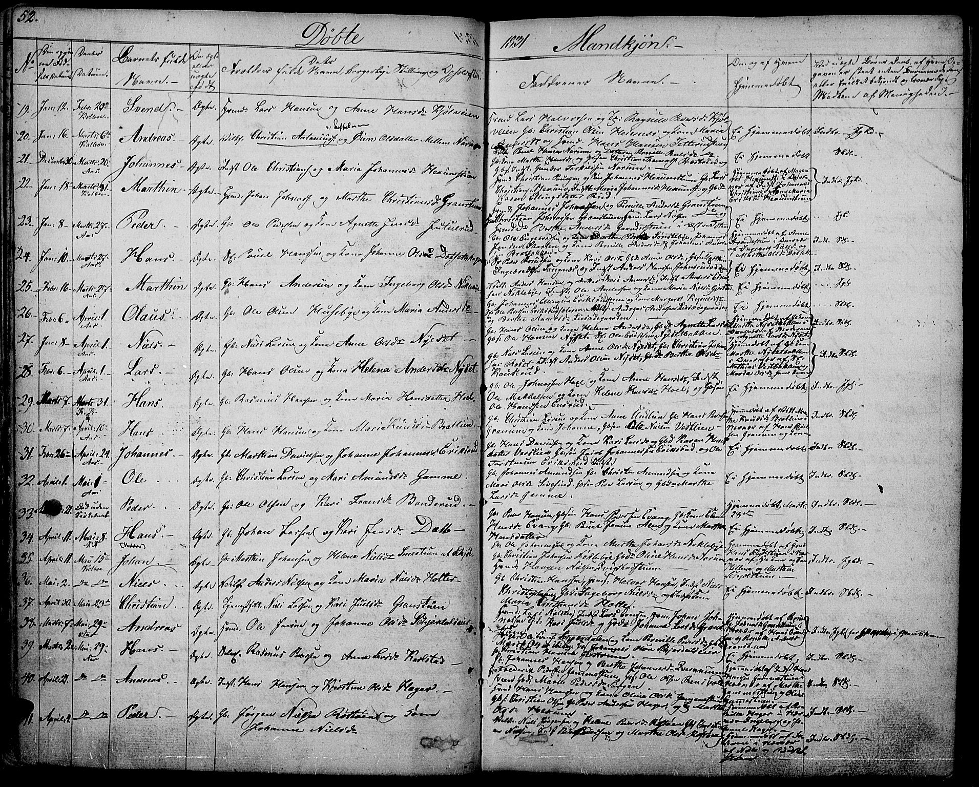 Vestre Toten prestekontor, SAH/PREST-108/H/Ha/Haa/L0002: Parish register (official) no. 2, 1825-1837, p. 52