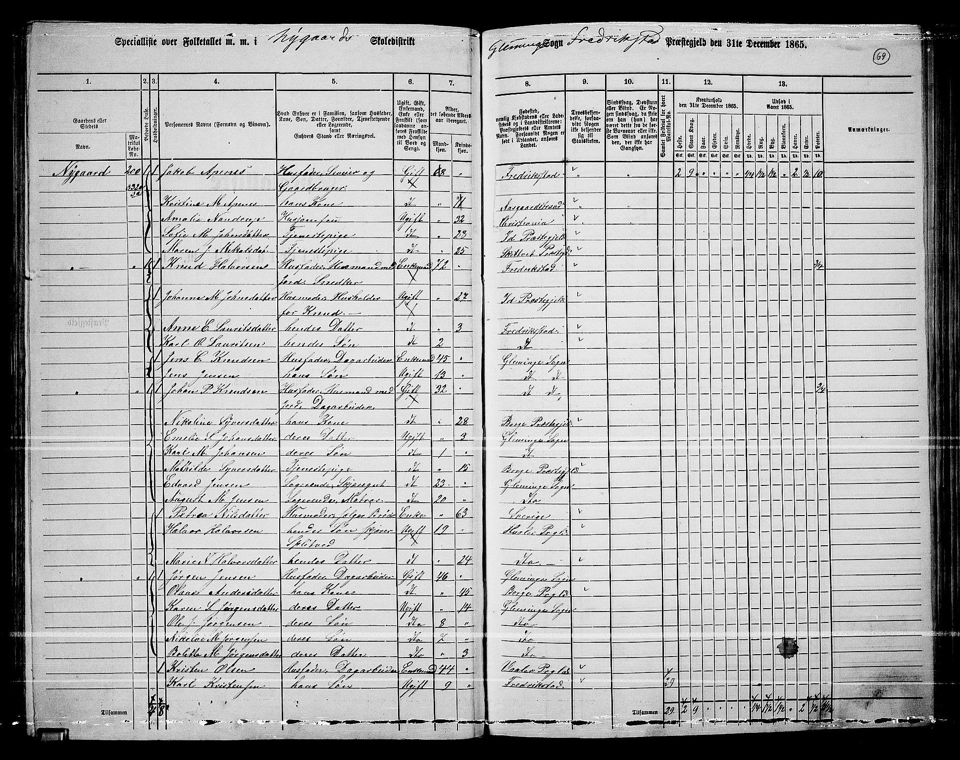 RA, 1865 census for Fredrikstad/Glemmen, 1865, p. 65