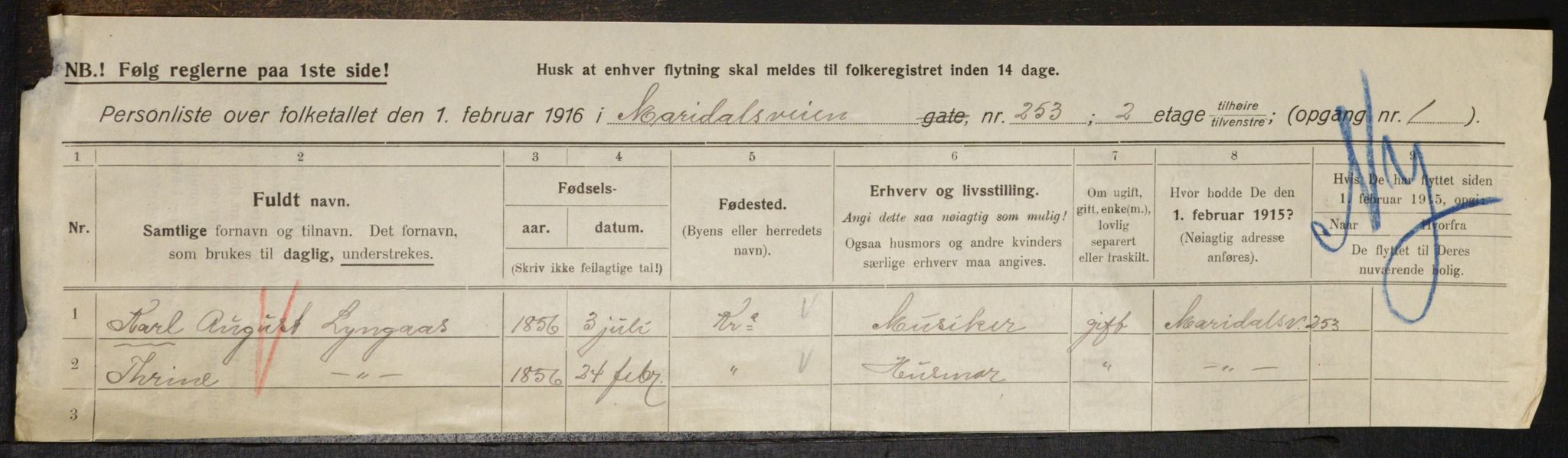 OBA, Municipal Census 1916 for Kristiania, 1916, p. 64226