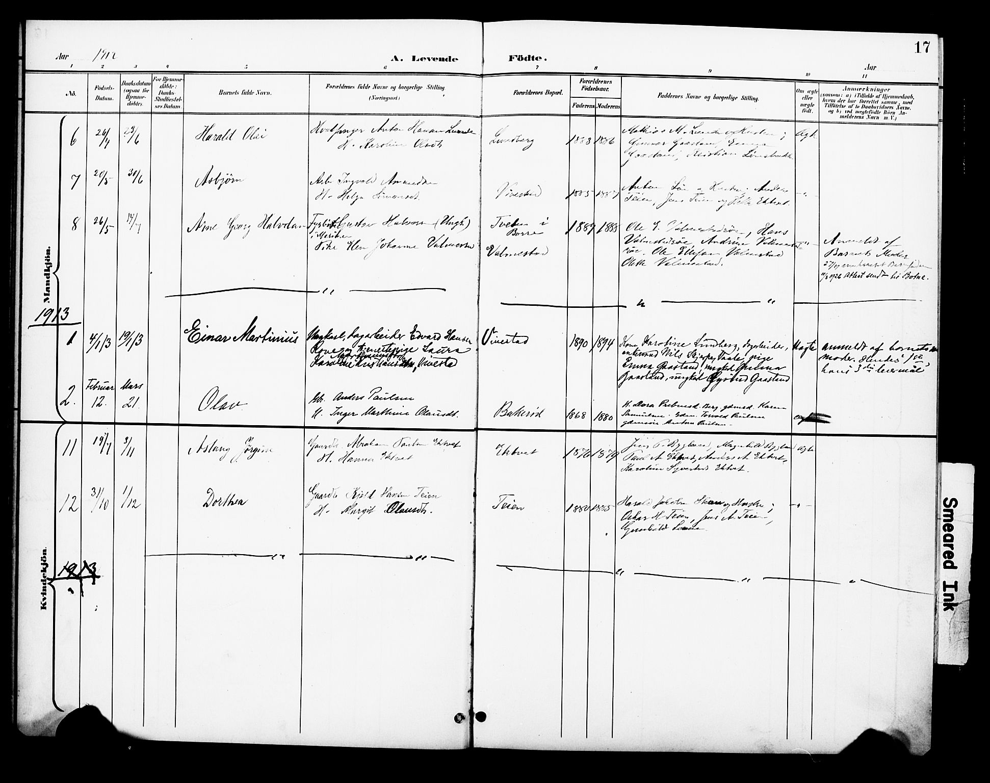 Ramnes kirkebøker, SAKO/A-314/F/Fc/L0002: Parish register (official) no. III 2, 1900-1914, p. 17